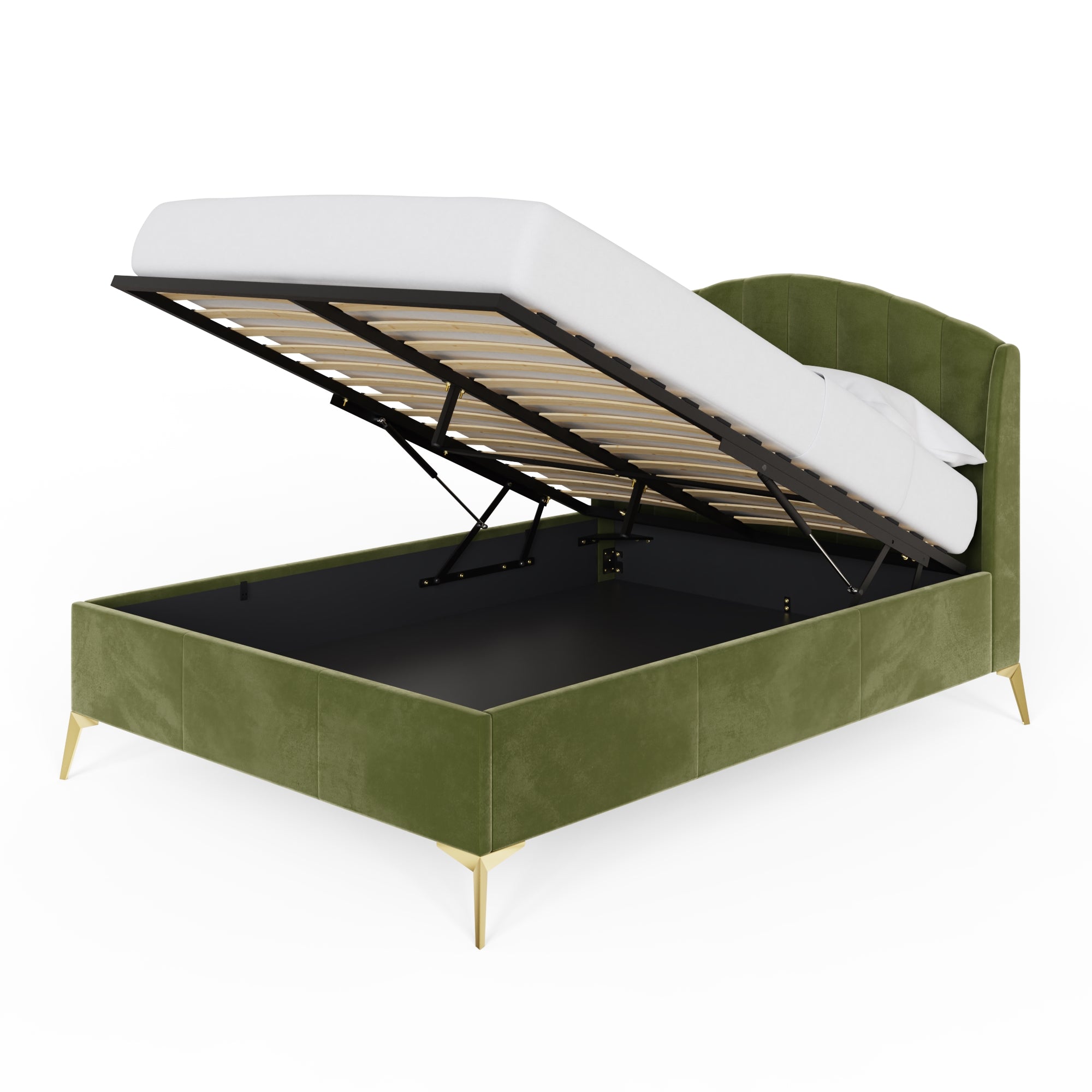 Pettine End Lift Ottoman Bed - Green