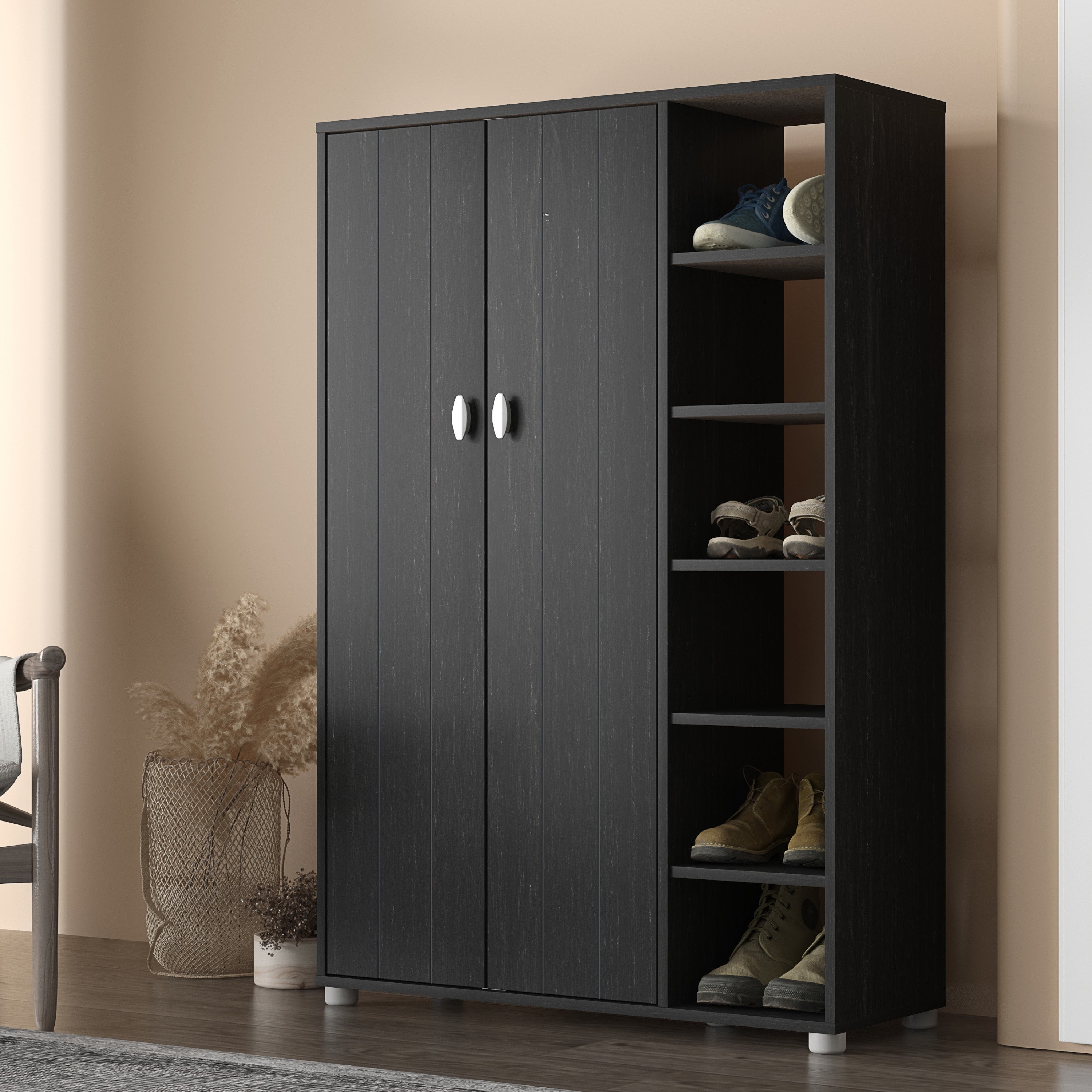 Bideford Tall Shoe Cabinet Rustick Black Oak