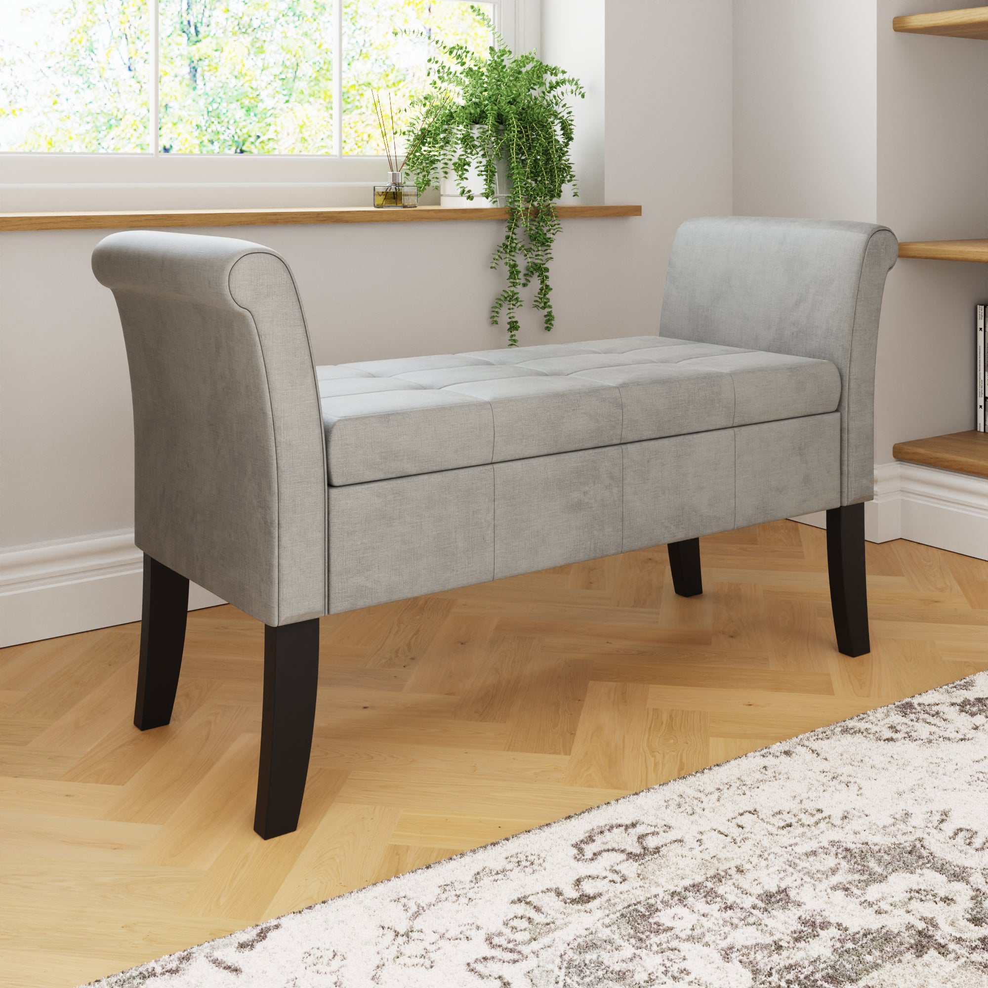 Balmoral Window Seat Grey Chenille