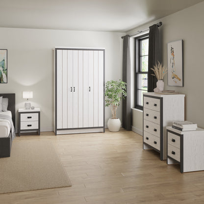 Boston 2 Drawer Bedside Table White