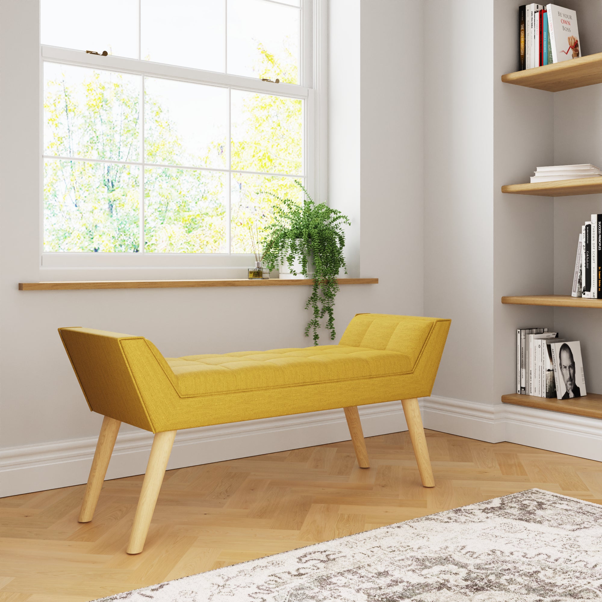 Milan Upholstered Bench Mustard