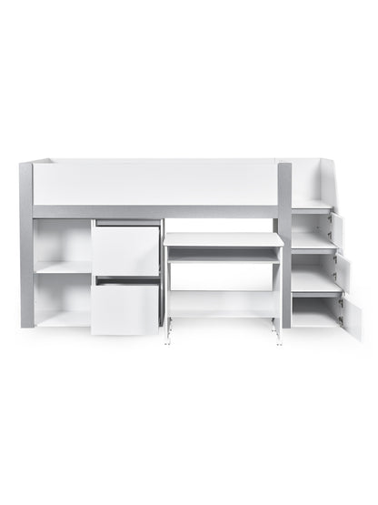 Gaia Midsleeper Bed - White and Silver