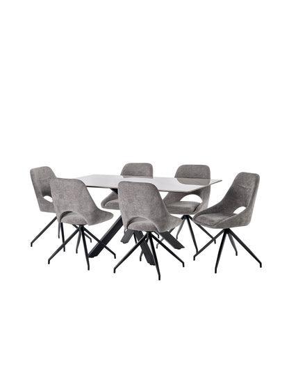 Jonah Grey Chenille Upholstered Dining Chairs (Set of 2)