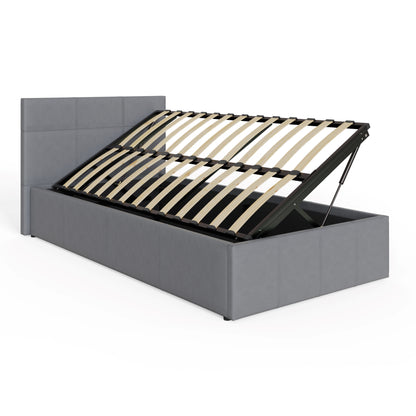 Side Lift Ottoman Bed Grey Leather