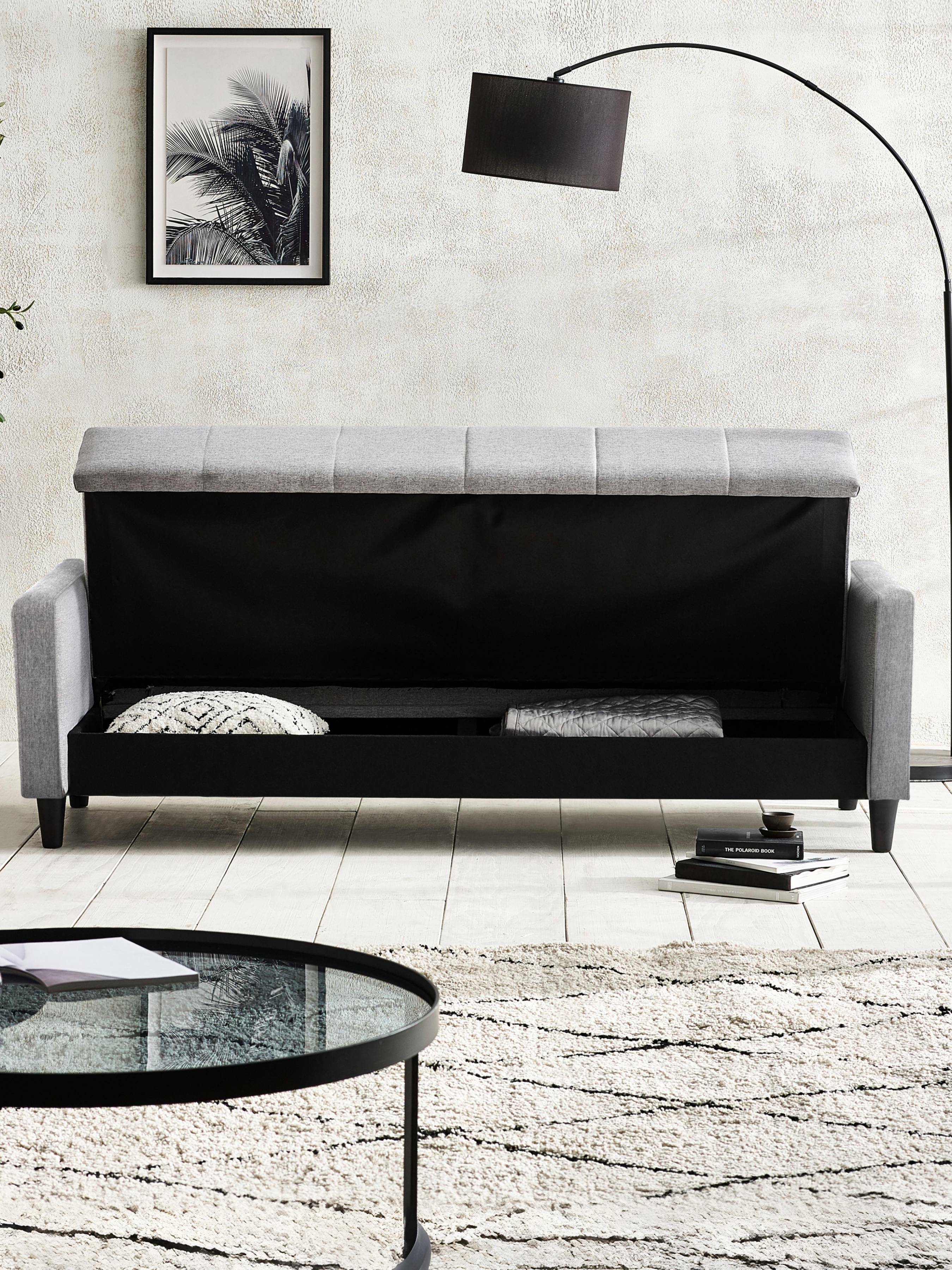 Alfie 3 Seater Grey Linen Storage Sofabed