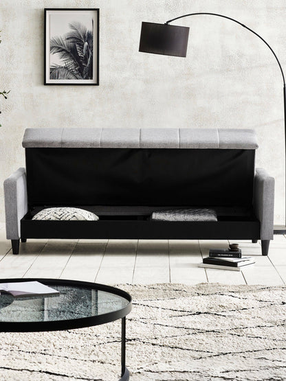 Alfie 3 Seater Grey Linen Storage Sofabed