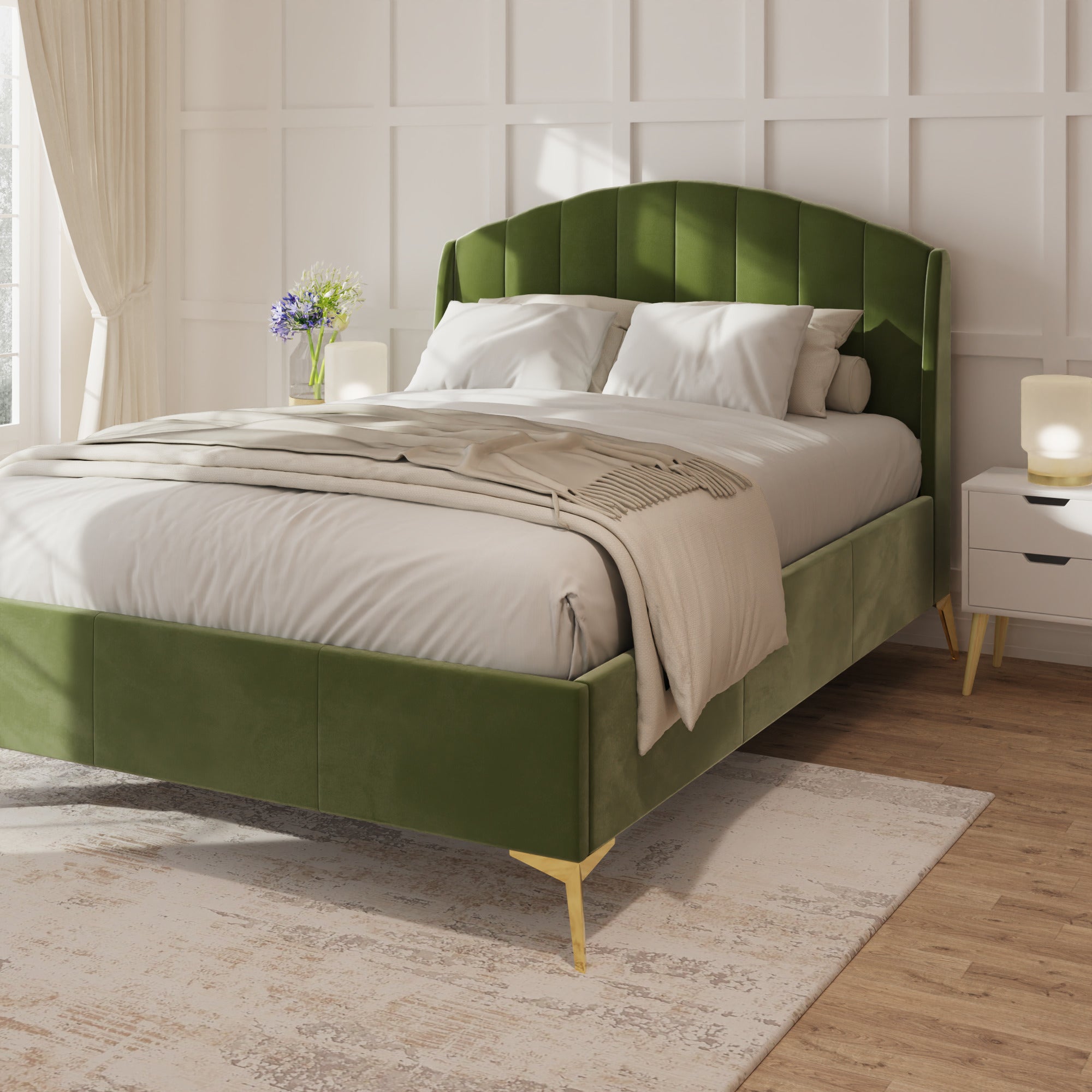 Pettine End Lift Ottoman Bed - Green