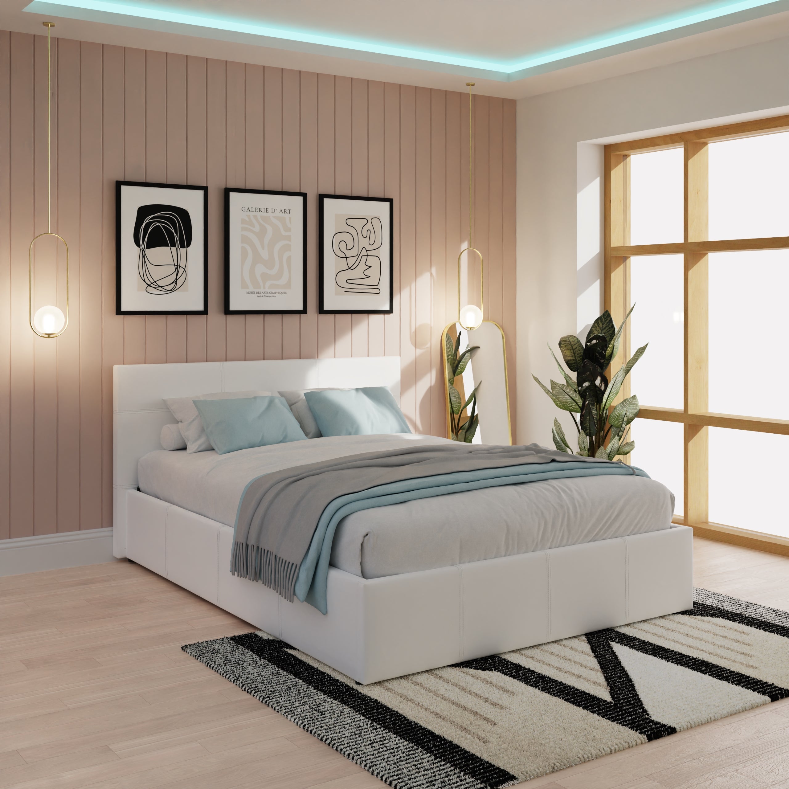 End Lift Ottoman Bed White