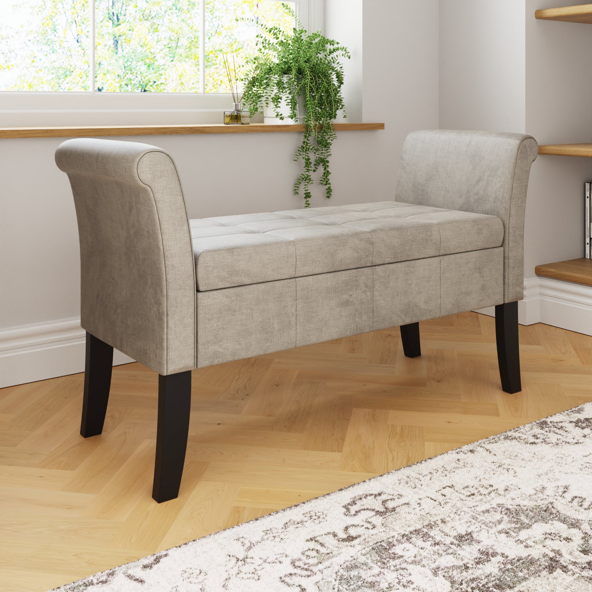 Balmoral Window Seat Silver Chenille