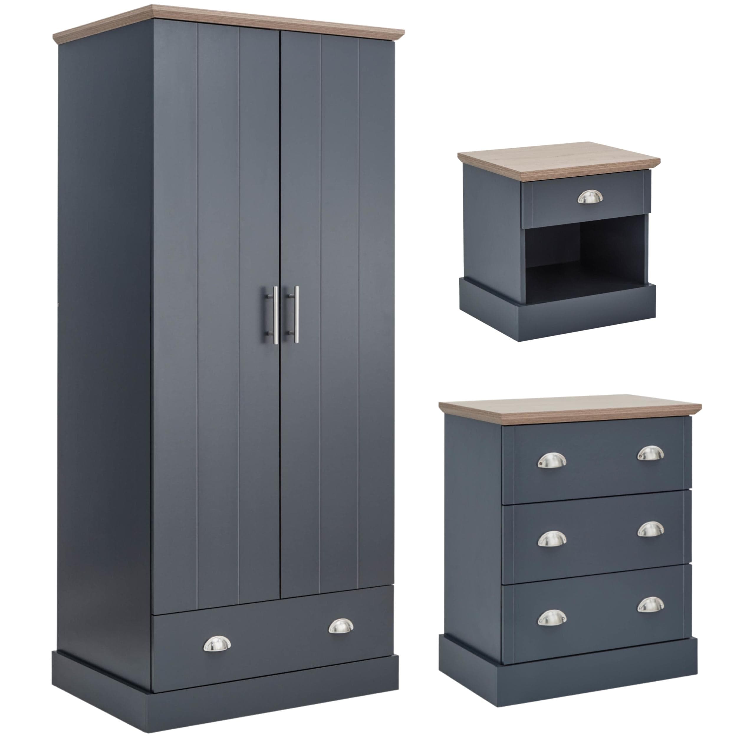 GFW Bedroom Set Kendal 3 Piece Bedroom Set - Slate Blue Bed Kings