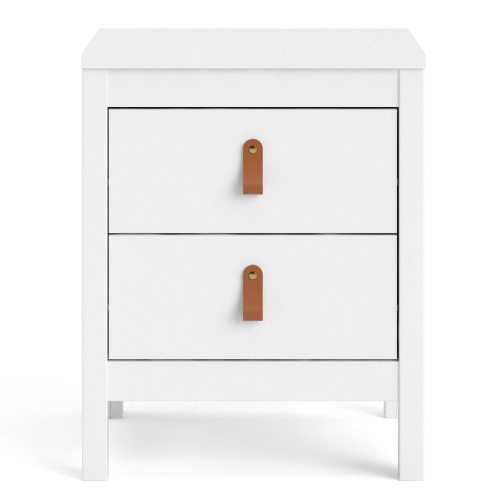 FTG Bedside Cabinet Barcelona Bedside Table 2 Drawers In White Bed Kings