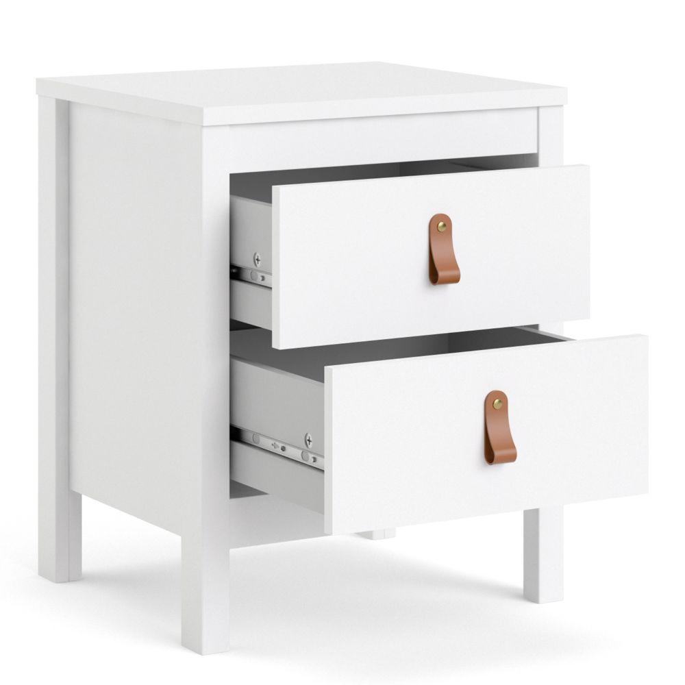 FTG Bedside Cabinet Barcelona Bedside Table 2 Drawers In White Bed Kings