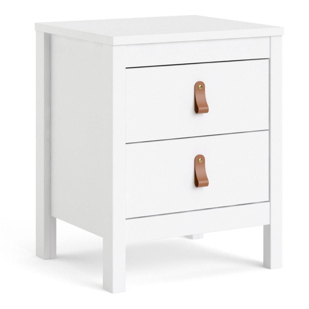 FTG Bedside Cabinet Barcelona Bedside Table 2 Drawers In White Bed Kings