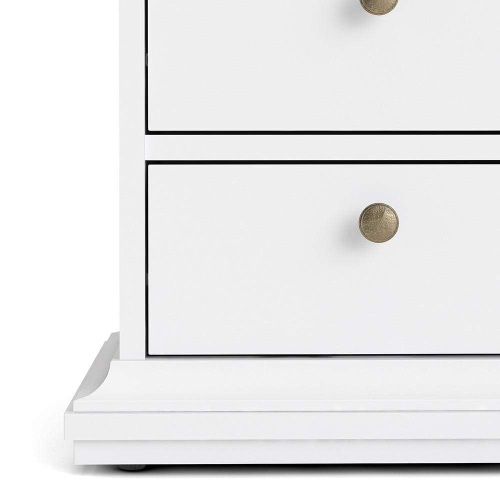 FTG Bedside Cabinet Paris Bedside 2 Drawers in White Bed Kings