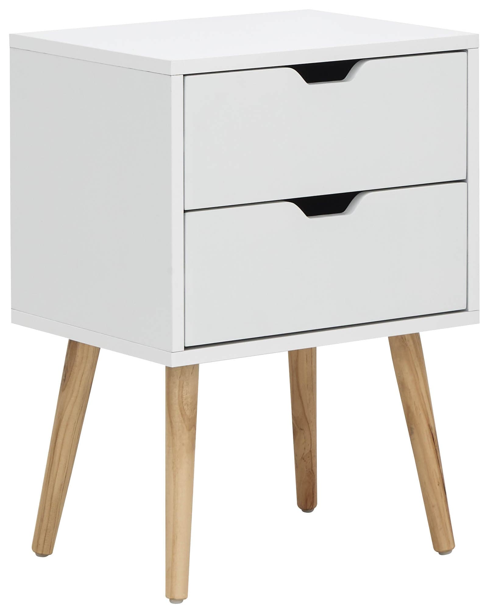 GFW Bedside Cabinet Nyborg Set of 2 Bedside Cabinets with 2 drawers White Bed Kings