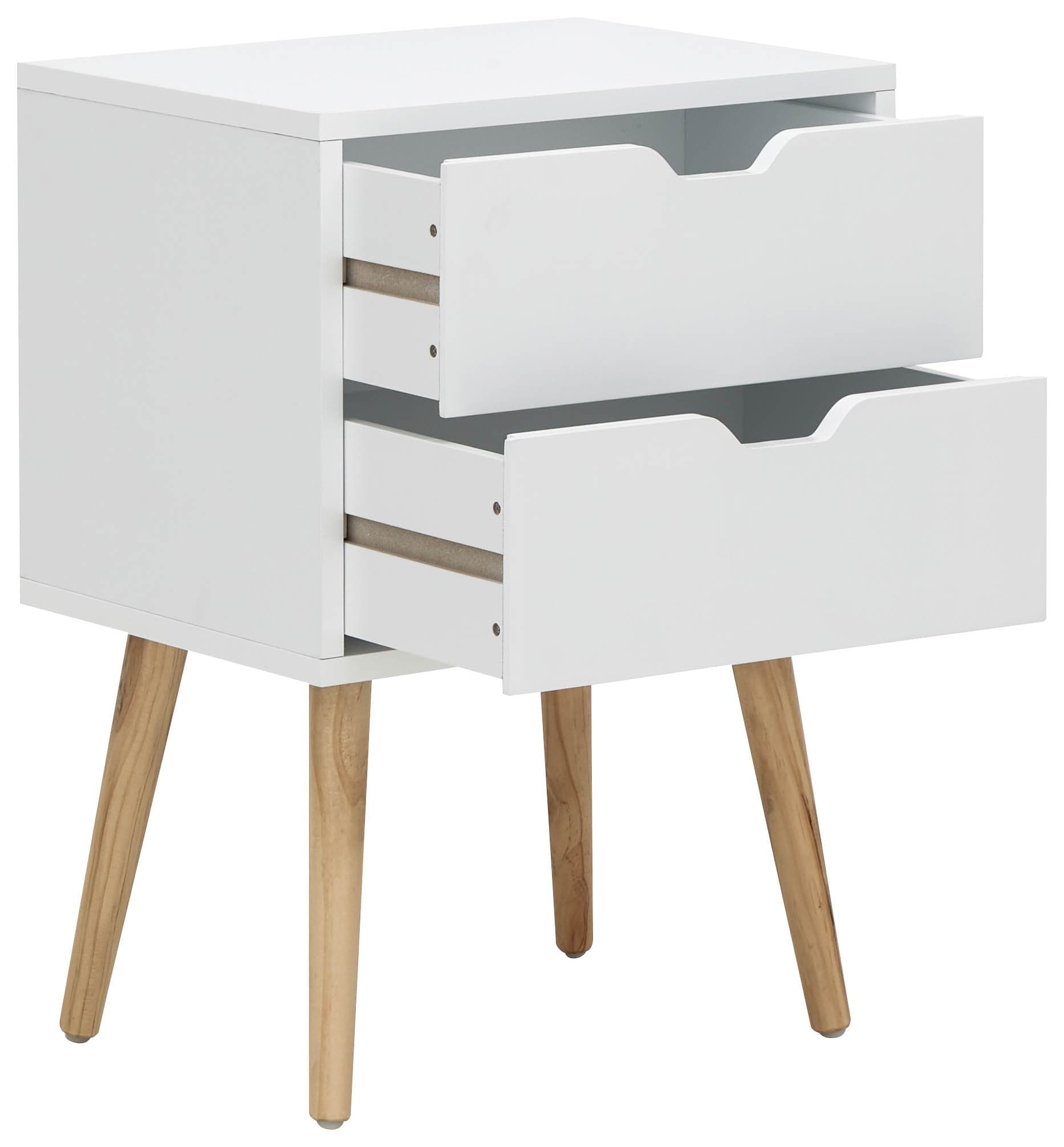 GFW Bedside Cabinet Nyborg Set of 2 Bedside Cabinets with 2 drawers White Bed Kings