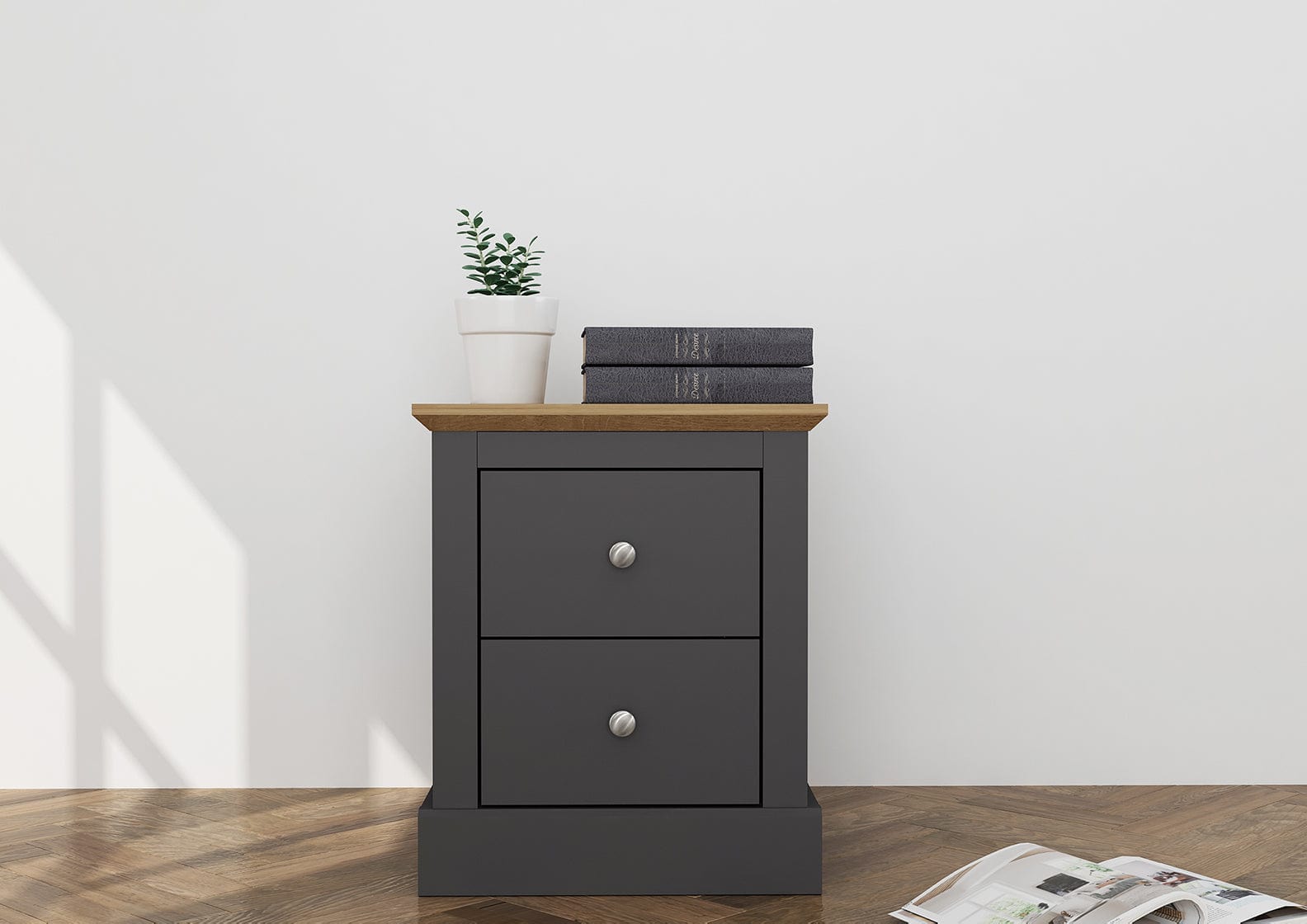 LPD Bedside Cabinet Devon Bedside Cabinet Charcoal Bed Kings