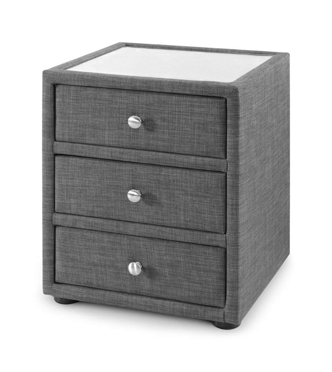 Julian Bowen Bedside Cabinets Sorrento 3 Drawer Bedside Slate Linen Bed Kings