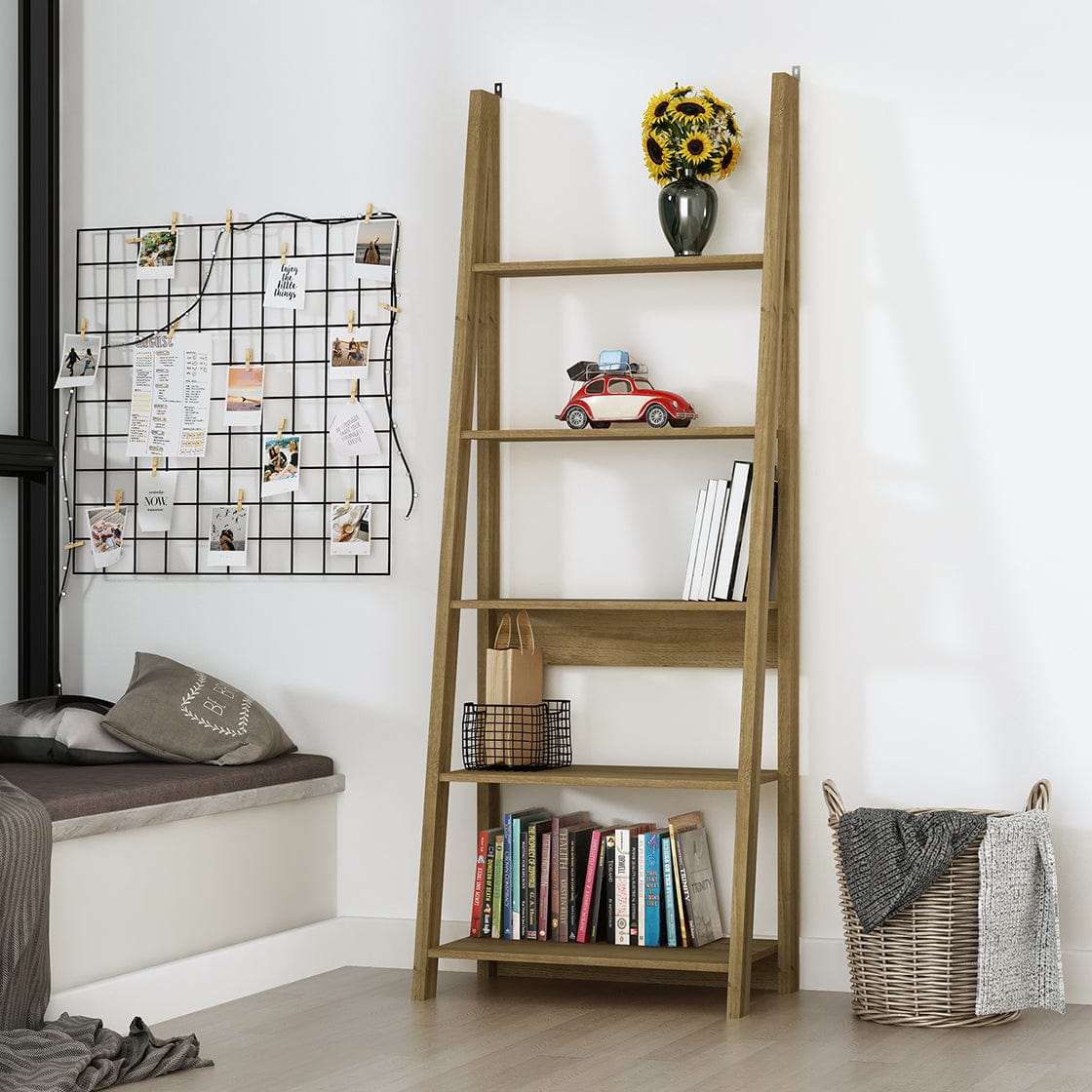 LPD Bookcase Tiva Ladder Bookcase Oak Bed Kings