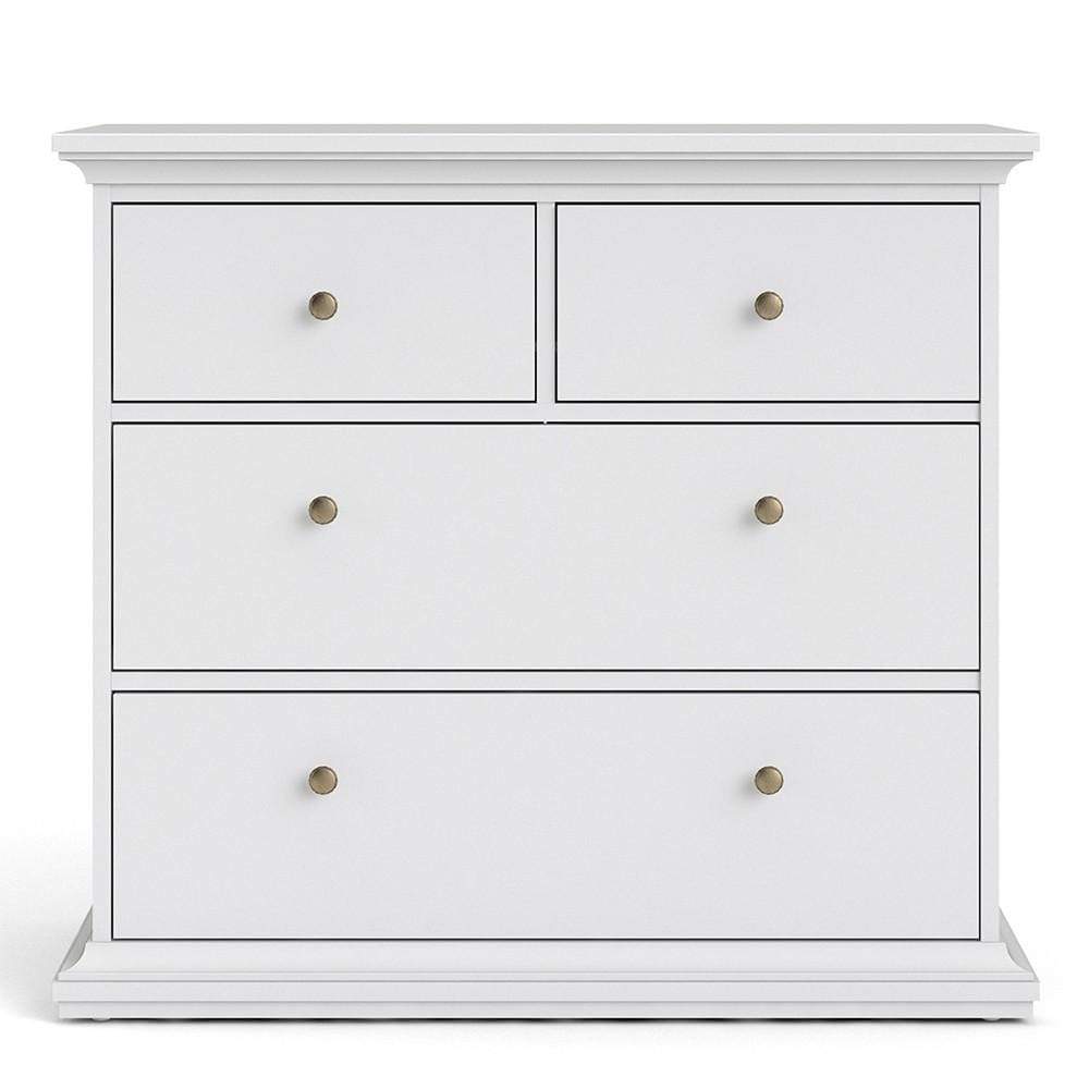 FTG Chest Of Drawers Paris Chest of 4 Drawers in White Bed Kings