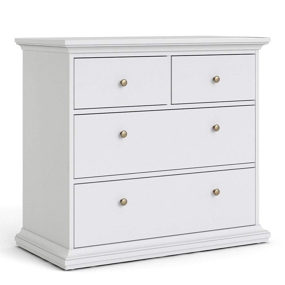 FTG Chest Of Drawers Paris Chest of 4 Drawers in White Bed Kings