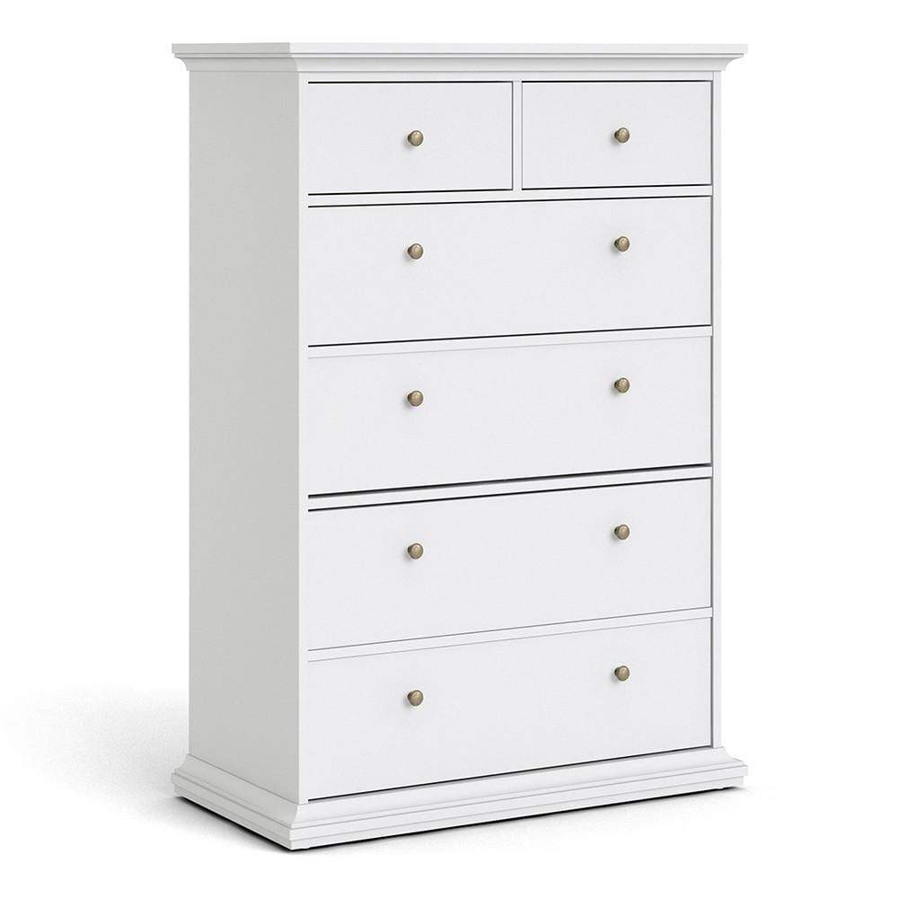 FTG Chest Of Drawers Paris Chest of 6 Drawers in White Bed Kings