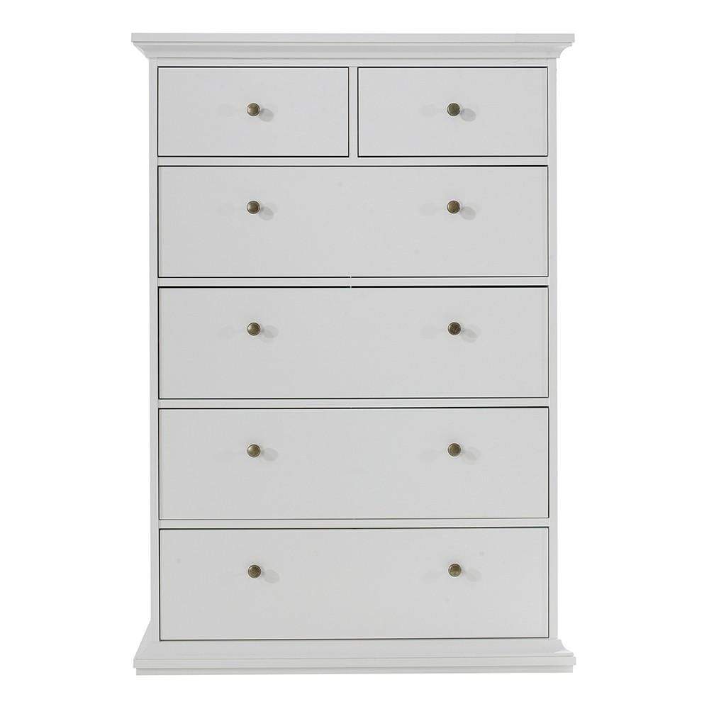 FTG Chest Of Drawers Paris Chest of 6 Drawers in White Bed Kings