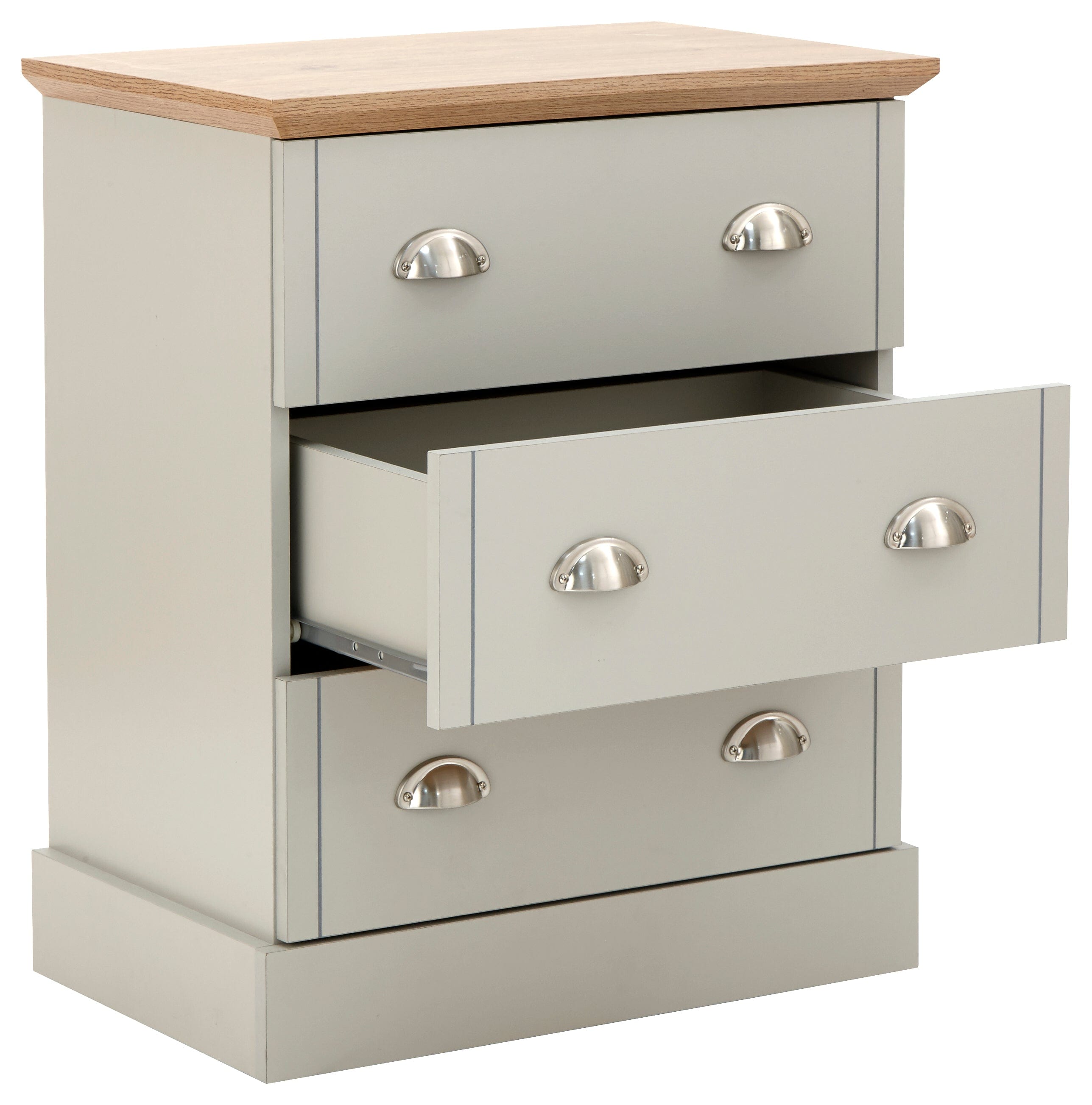 GFW Chest Of Drawers Kendal 3 Drawer Chest Grey Bed Kings