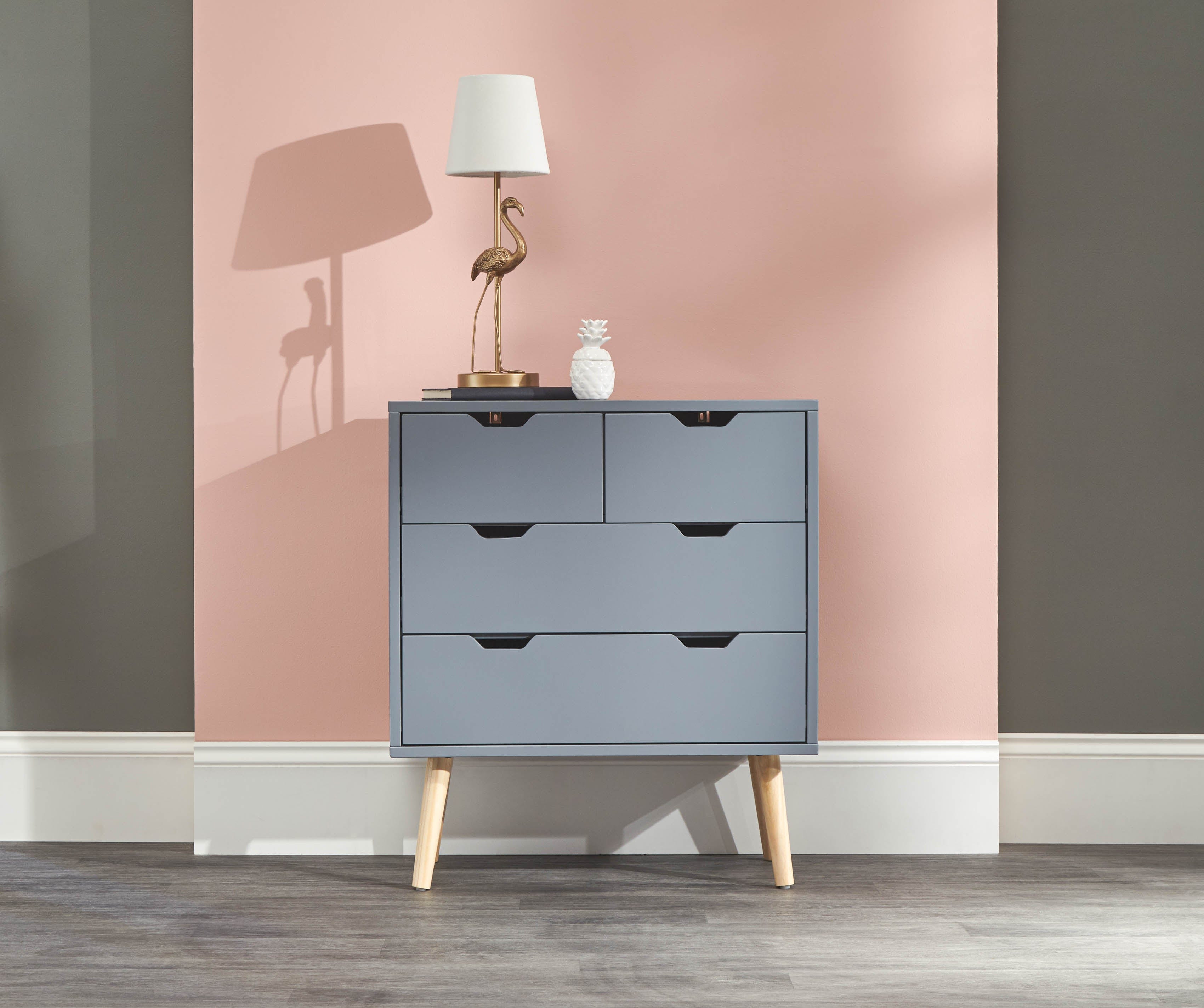 GFW Chest Of Drawers Nyborg 2+2 Drawer Chest Dark Grey Bed Kings