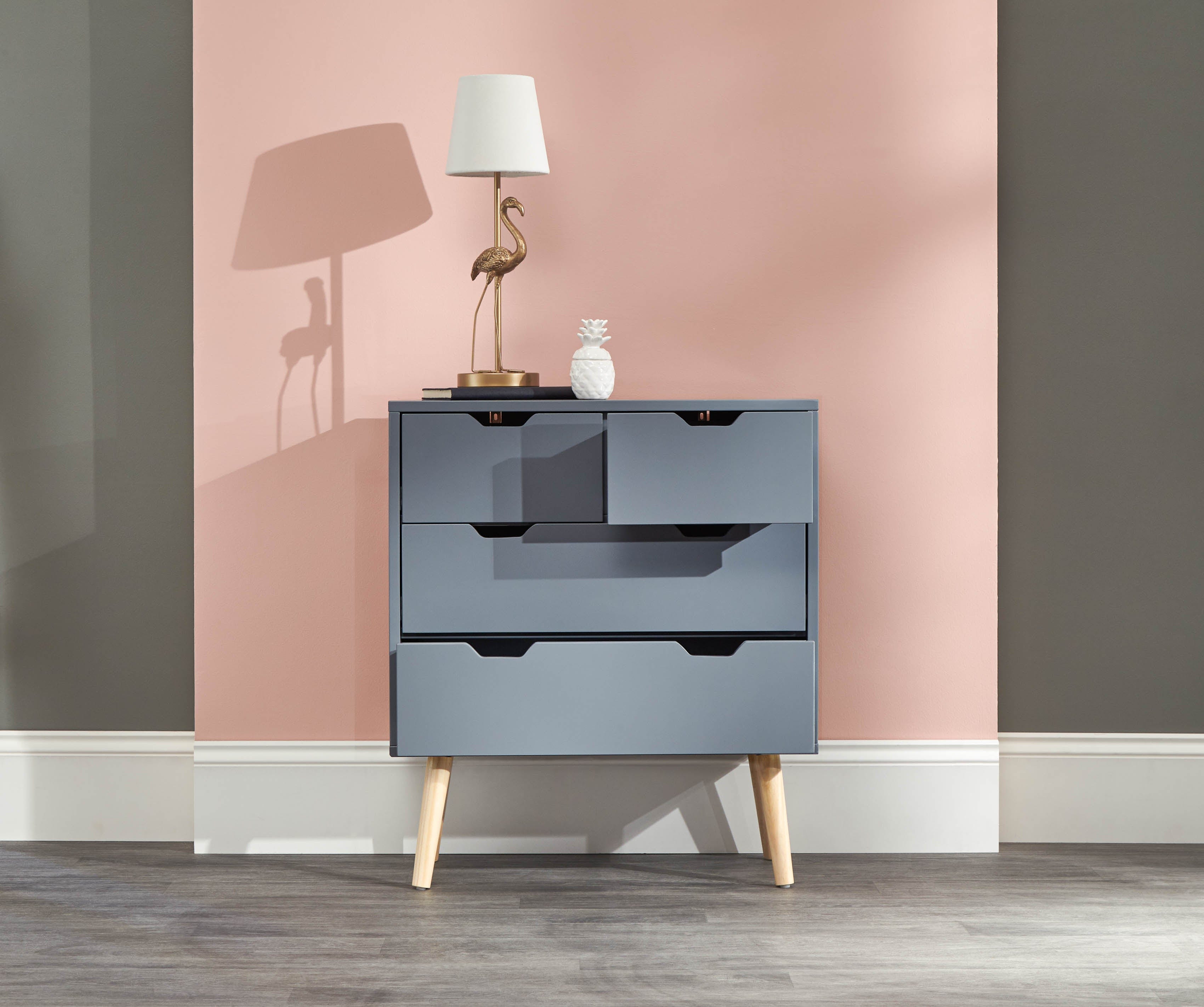 GFW Chest Of Drawers Nyborg 2+2 Drawer Chest Dark Grey Bed Kings