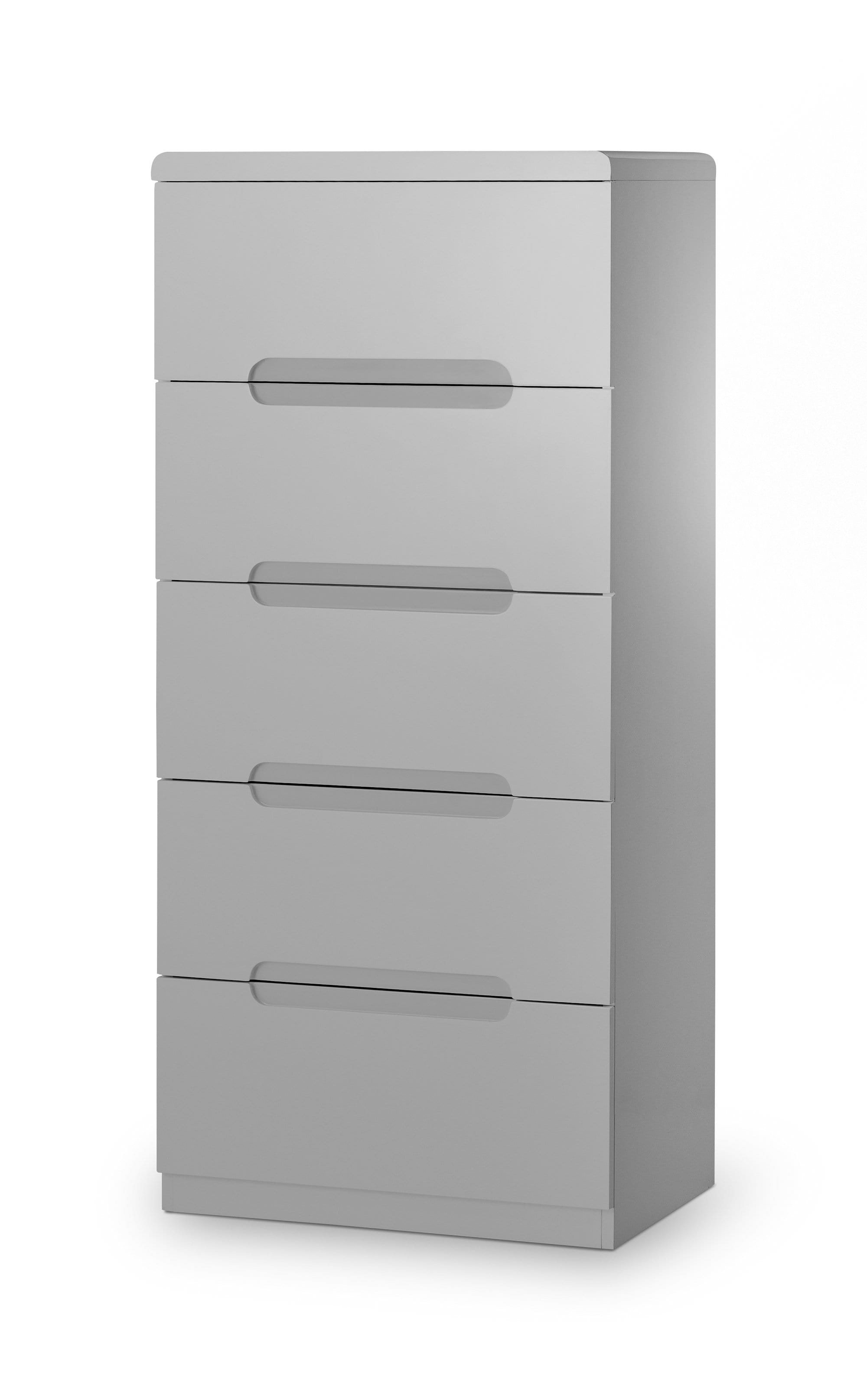 Julian Bowen Chest Of Drawers Manhattan 5 Drawer Narrow Chest - Grey Bed Kings