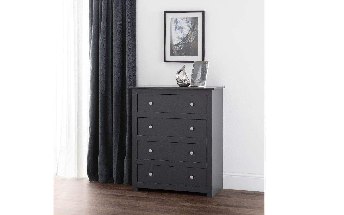 Julian Bowen Chest Of Drawers Radley 4 Drawer Chest - Anthracite Bed Kings