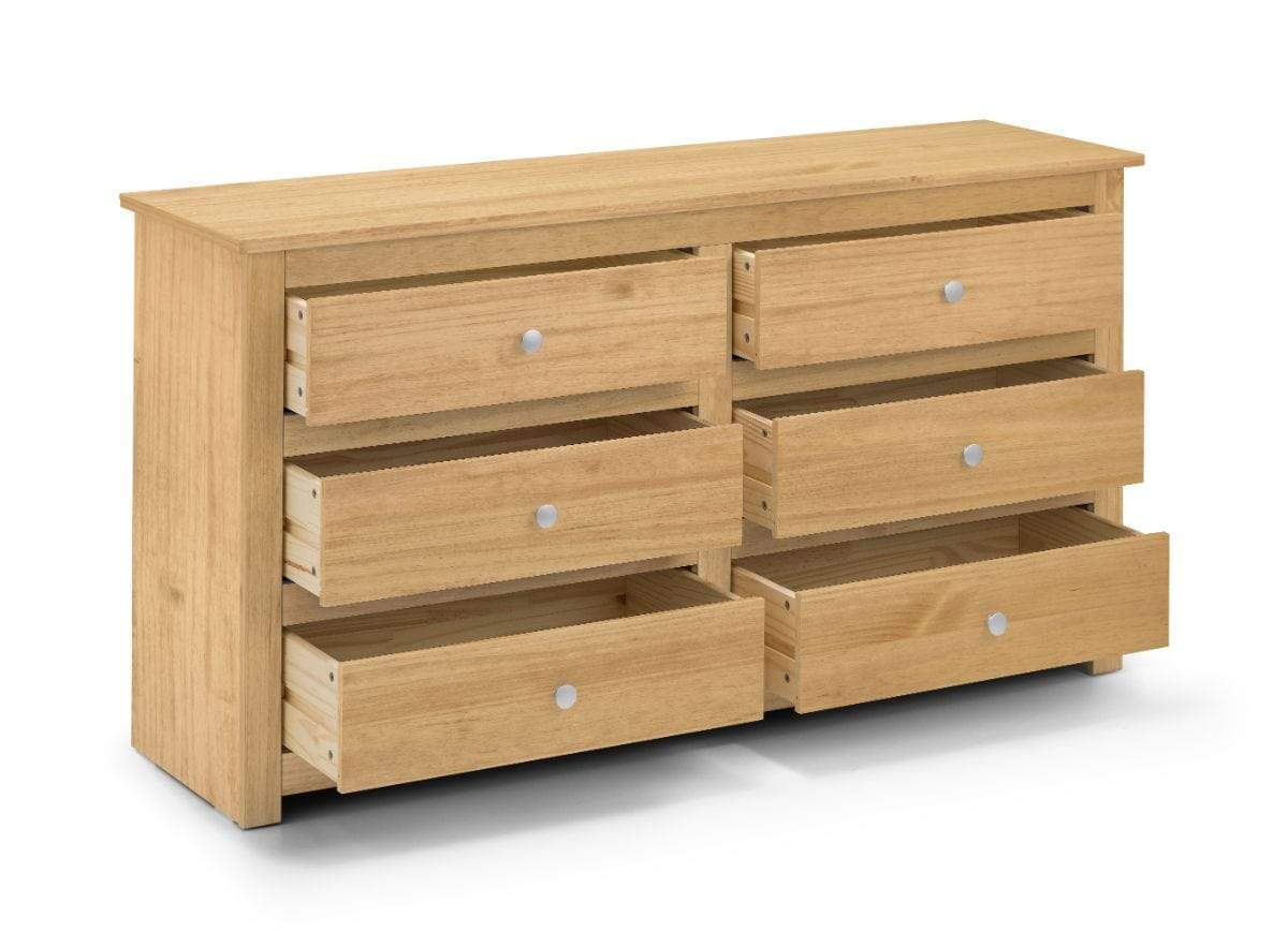 Julian Bowen Chest Of Drawers Radley 6 Drawer Chest - Waxed Pine Bed Kings