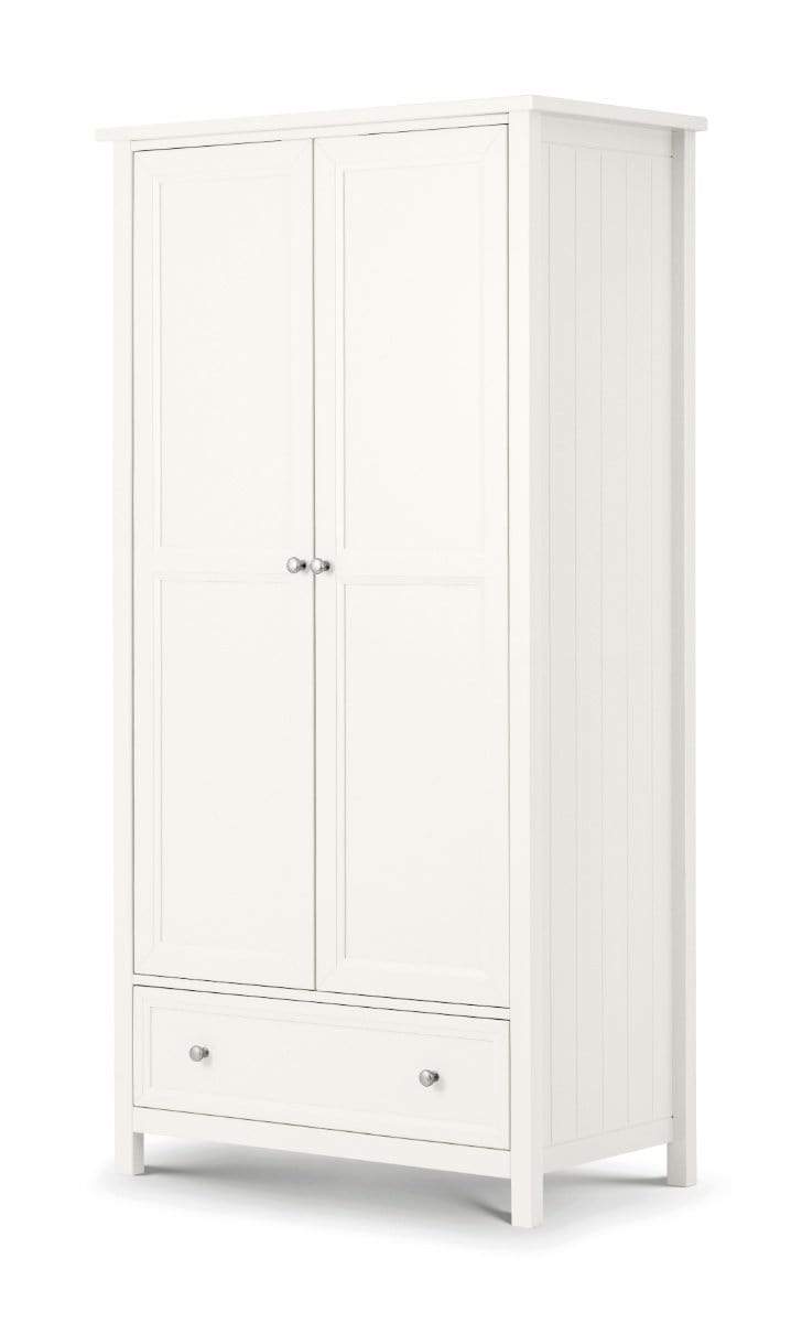 Julian Bowen COMBINATION WARDROBE Maine 2 Door Combination Wardrobe - Surf White Bed Kings