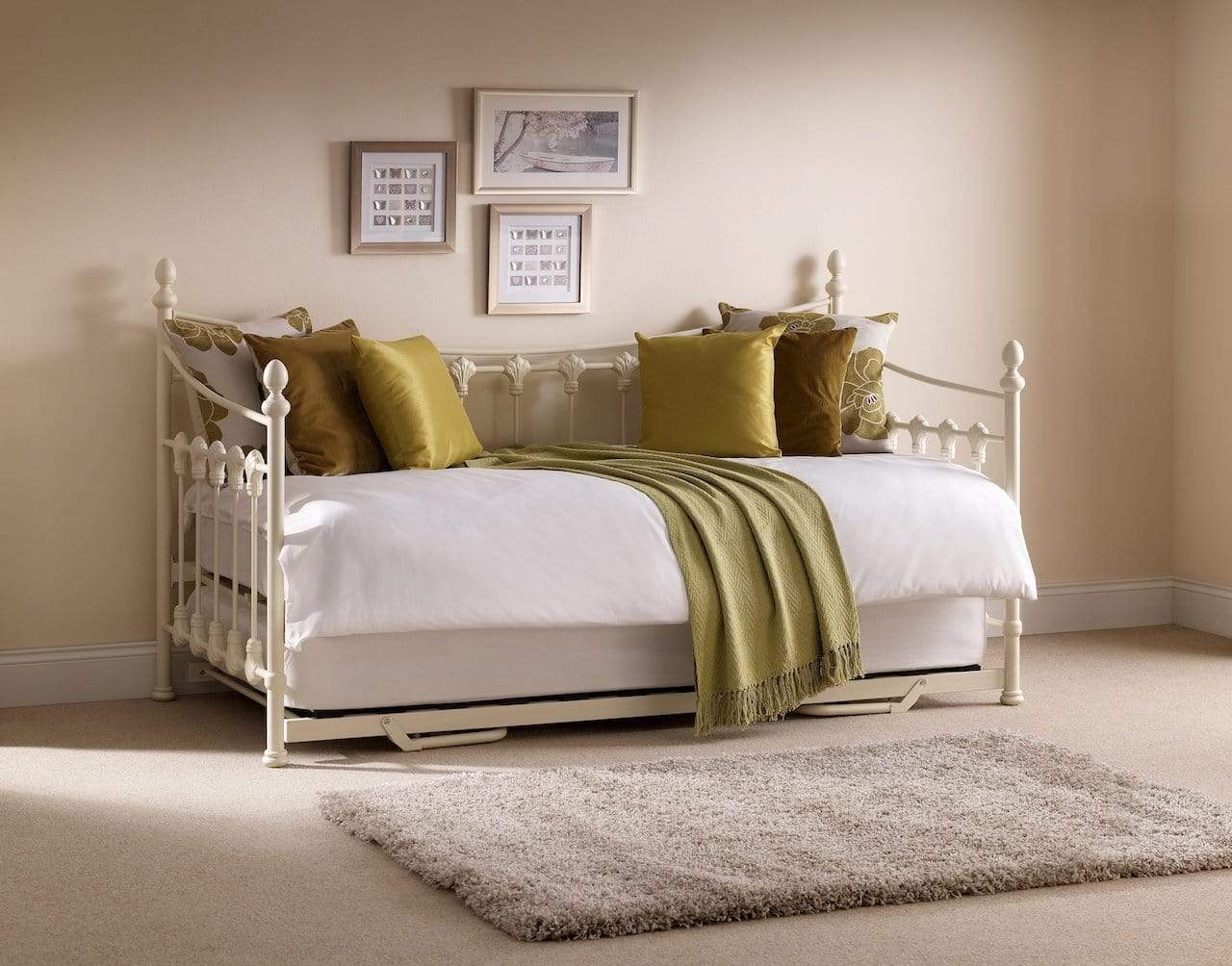 Julian Bowen Day Bed Single 90cm 3ft Versailles Daybed Only - Stone White Bed Kings