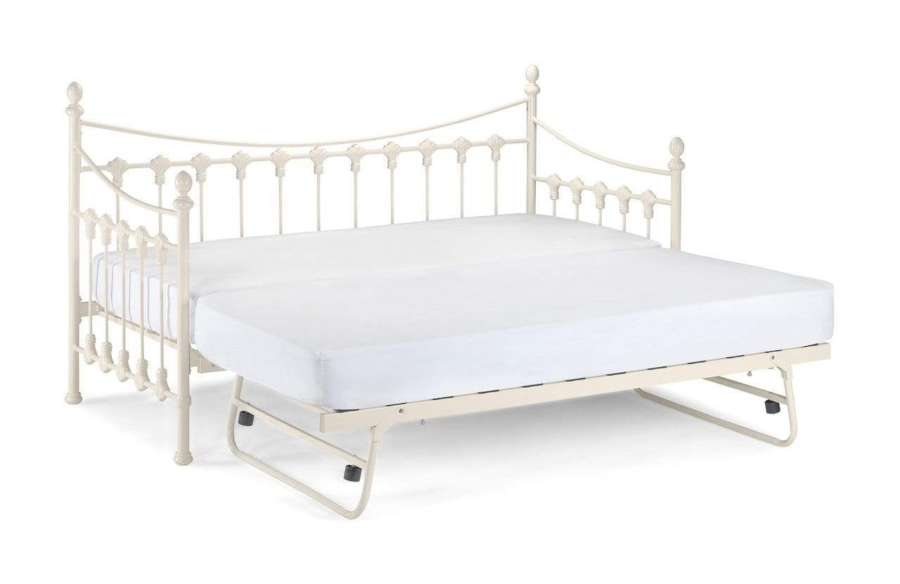 Julian Bowen Day Bed Trundle Single 90cm 3ft Versailles Underbed/Trundle Bed - Stone White Bed Kings