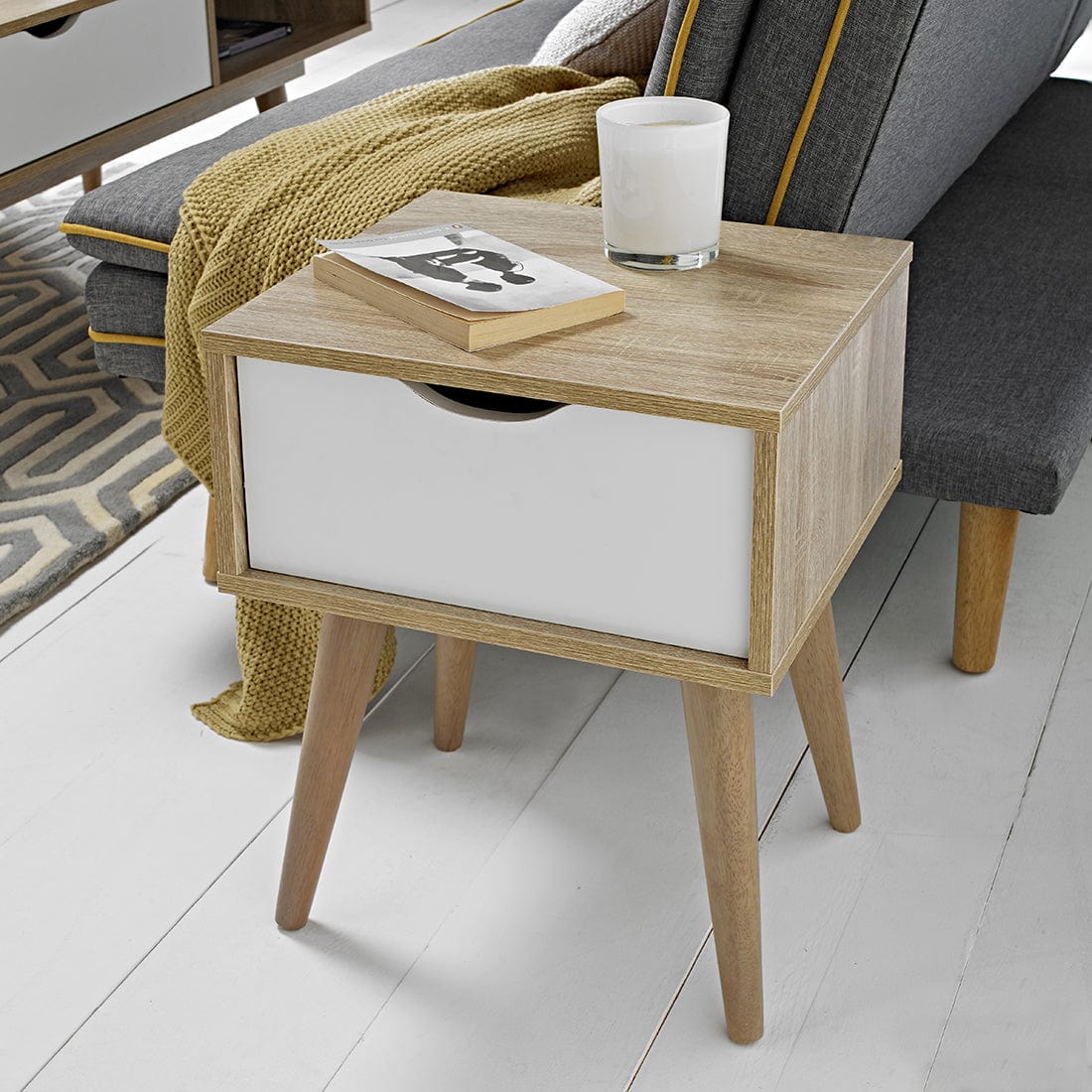 LPD Desk Scandi Desk Oak With White Drawers Bed Kings