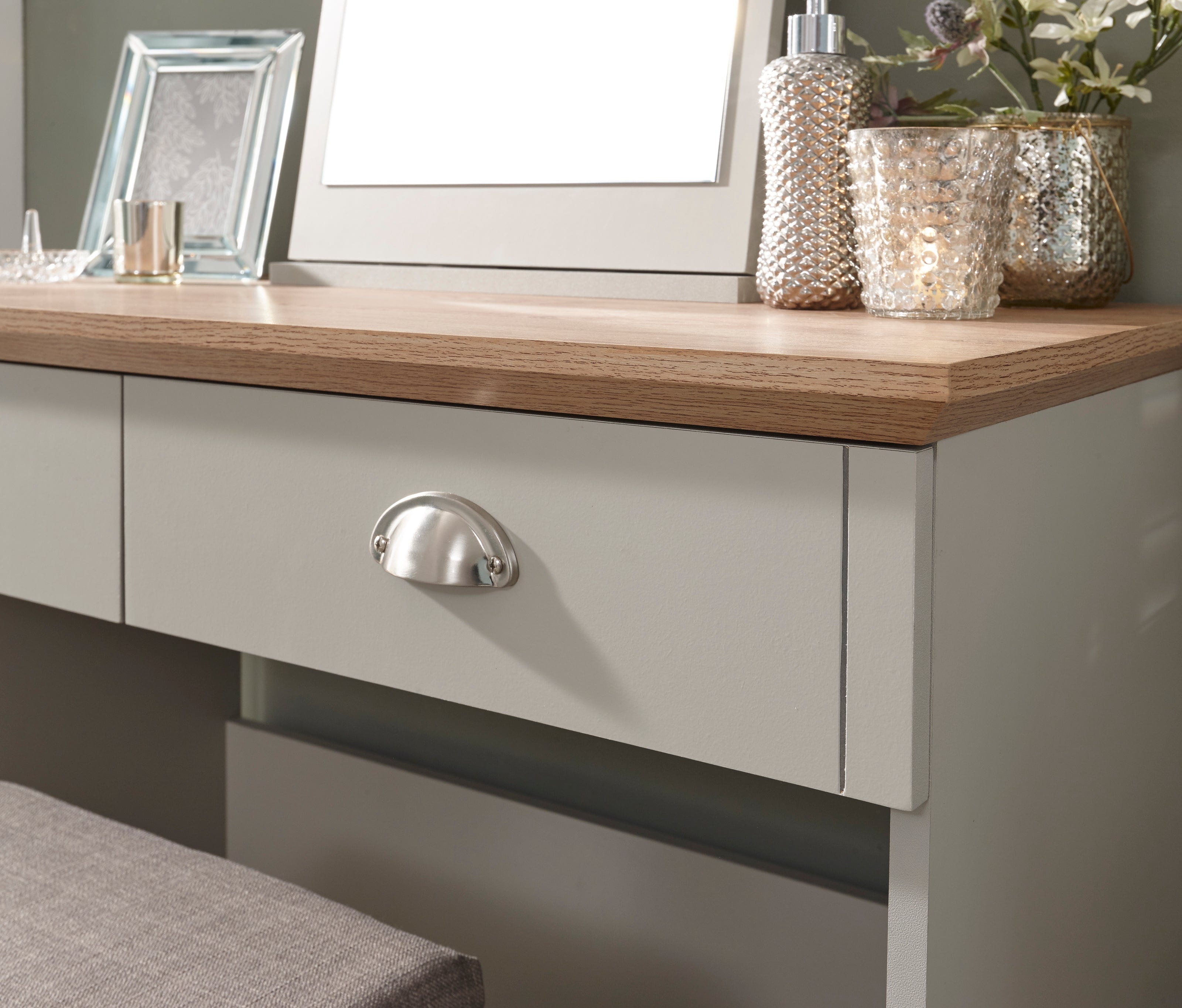 GFW Dressing Table Kendal Dressing Table With Stool Grey Bed Kings