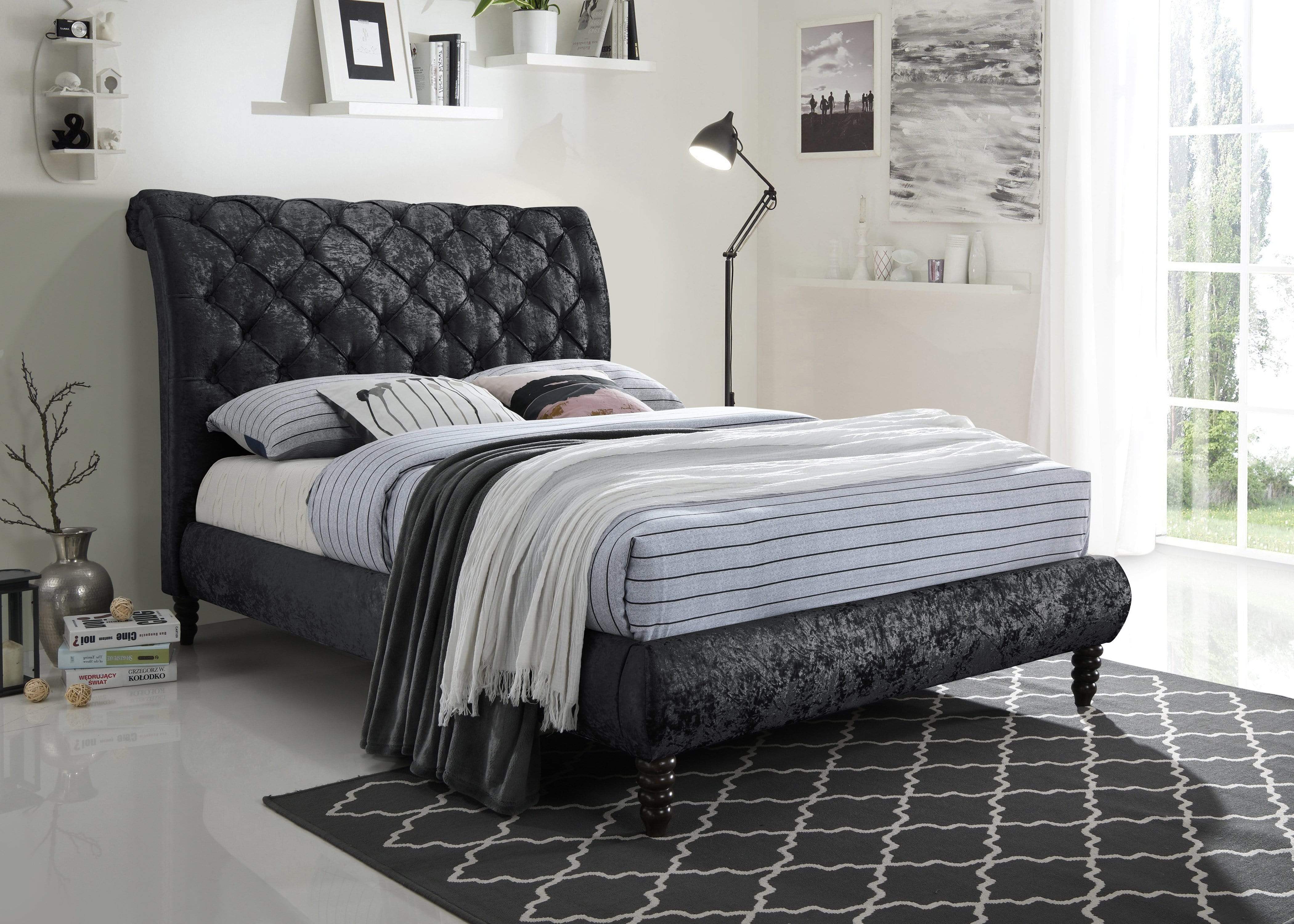 Venice Bed Frame - Black Crushed Velvet