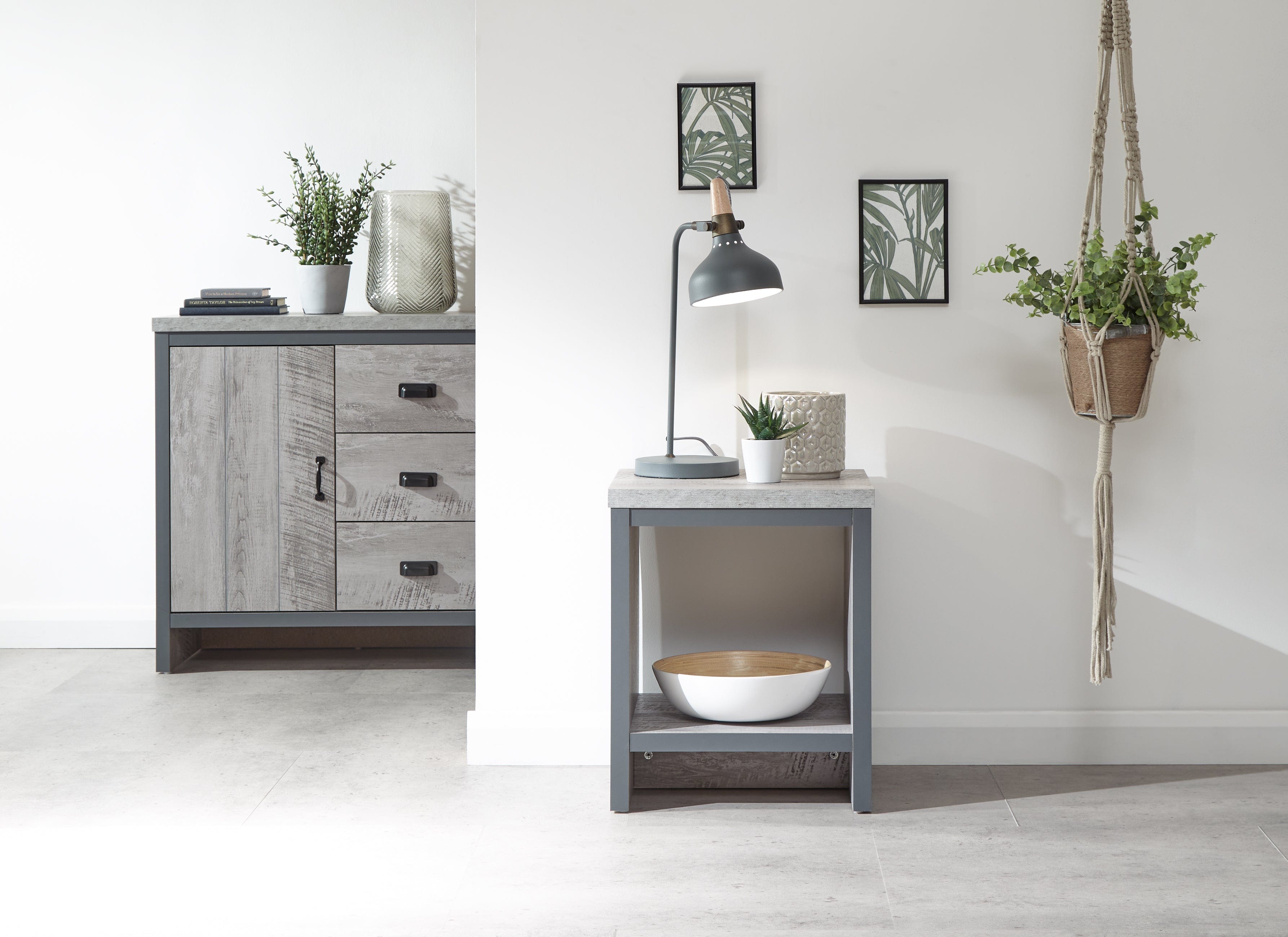 GFW Lamp Table Boston Simple Lamp Table Grey Bed Kings