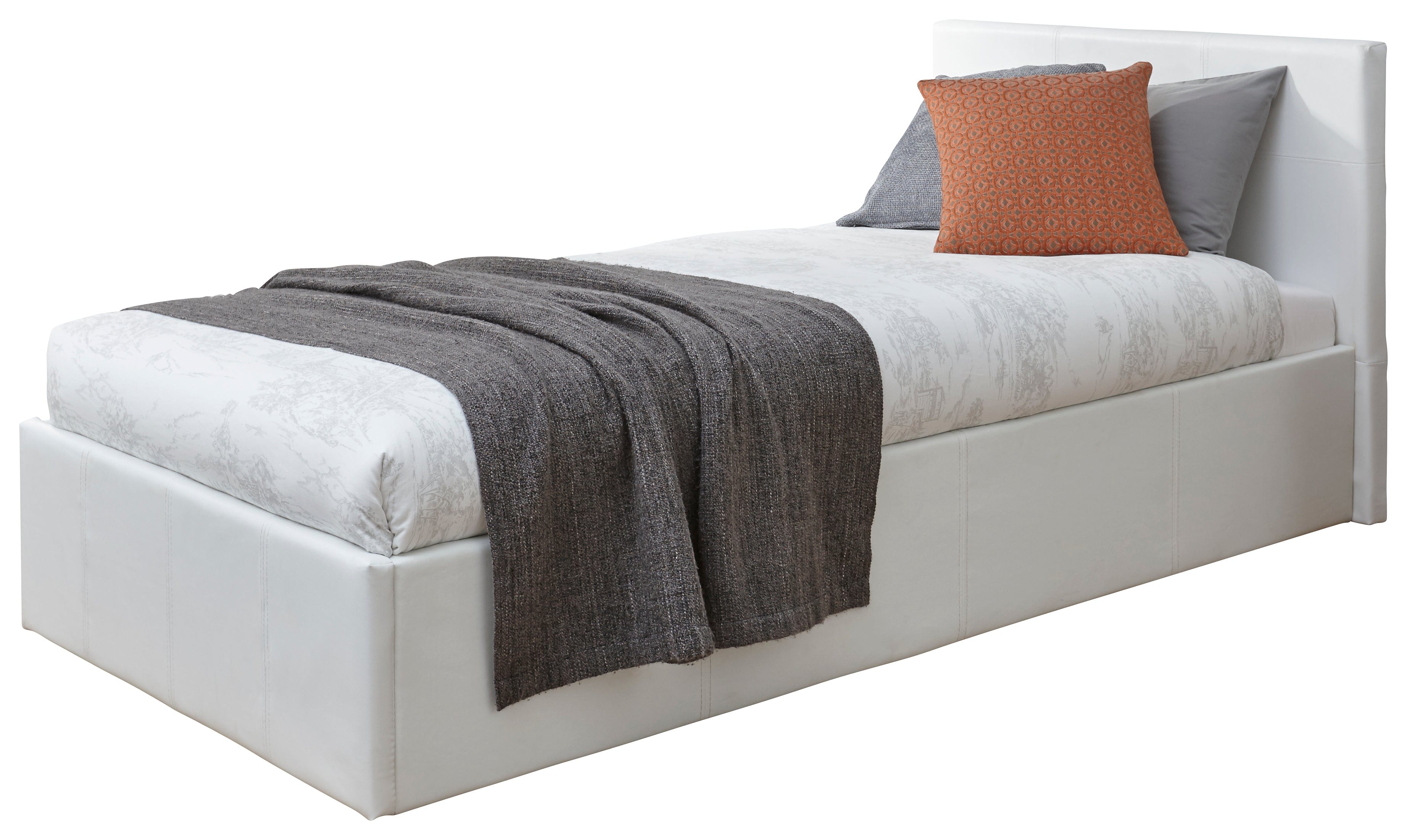 GFW Leather Storage Bed End Lift Ottoman Bed White Bed Kings