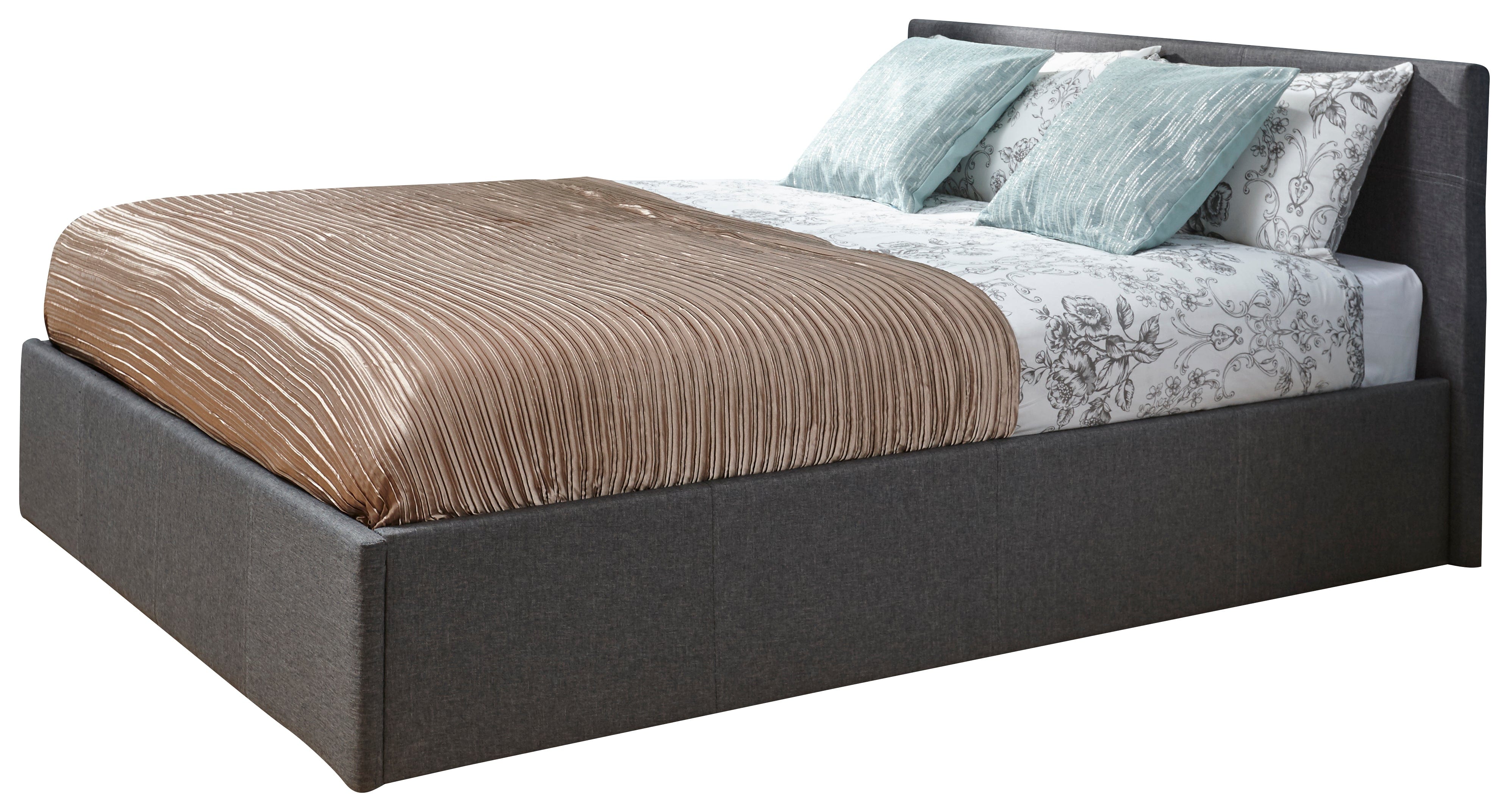 GFW Leather Storage Bed Side Lift Ottoman Bed Grey Bed Kings