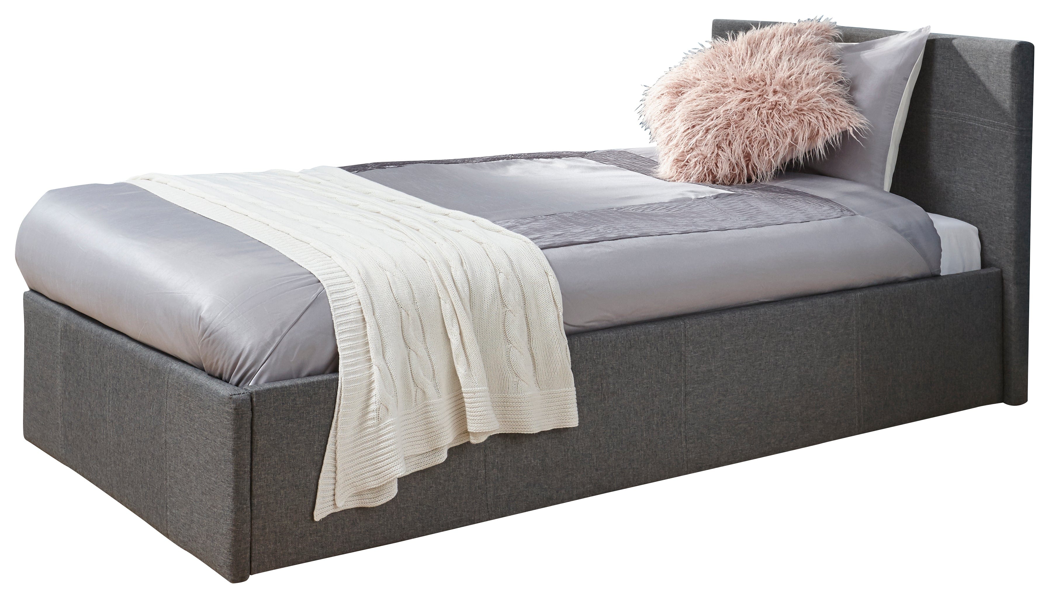 GFW Leather Storage Bed Side Lift Ottoman Bed Grey Bed Kings