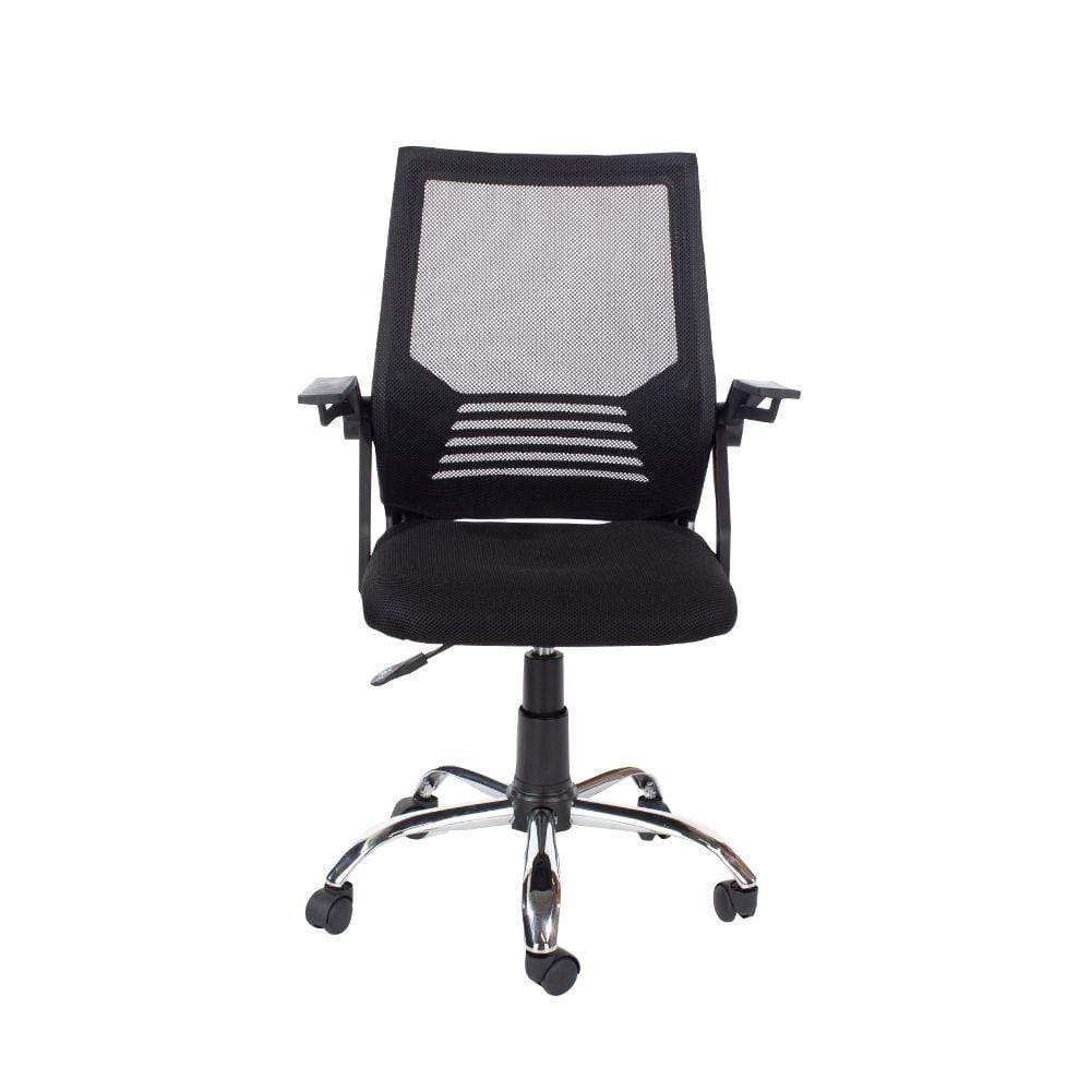 Core Products Office Chair Loft Home Office - Study Chair With Arms, Black Mesh Back, Black Fabric Seat & Chrome Base - Black/Chrome Bed Kings