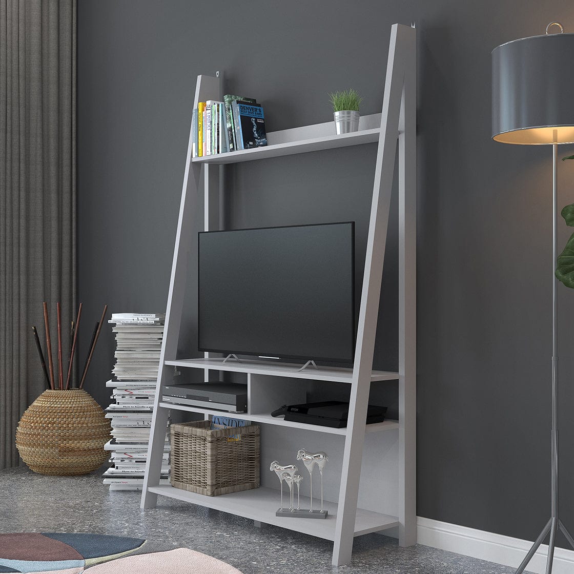 LPD Shelving Unit Tiva Ladder TV Unit Grey Bed Kings