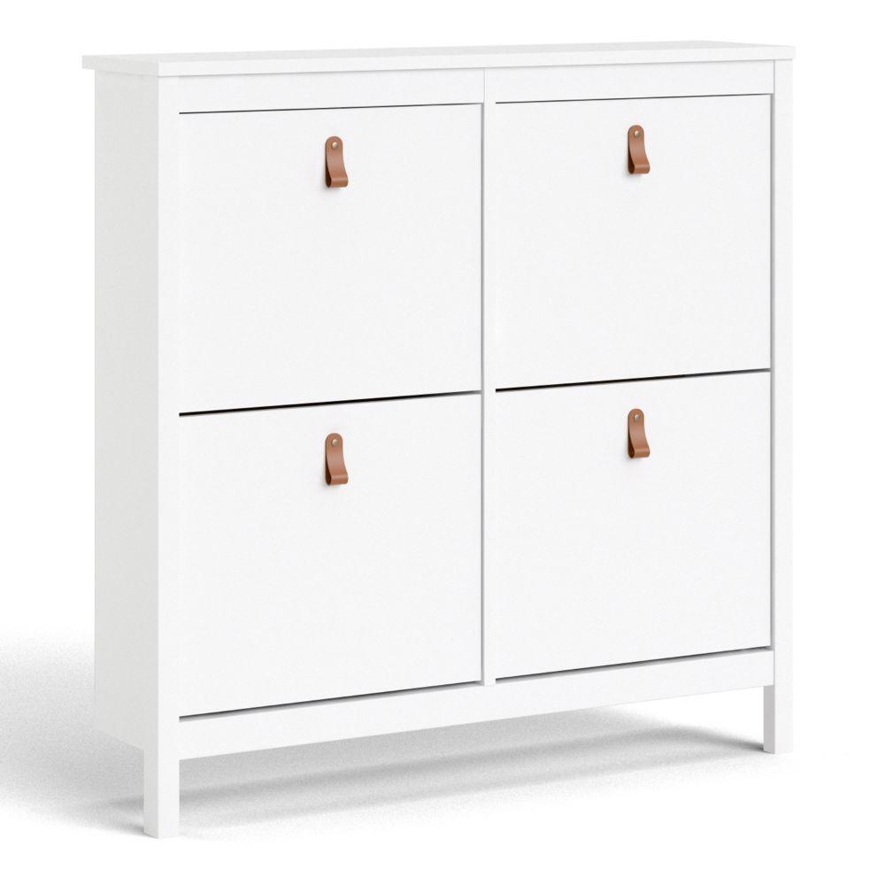 FTG Shoe Cabinet Barcelona Shoe Cabinet 4 Compartments In White Bed Kings