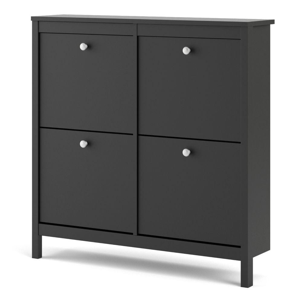 FTG Shoe Cabinet Madrid Shoe Cabinet 4 Compartments In Matt Black Bed Kings