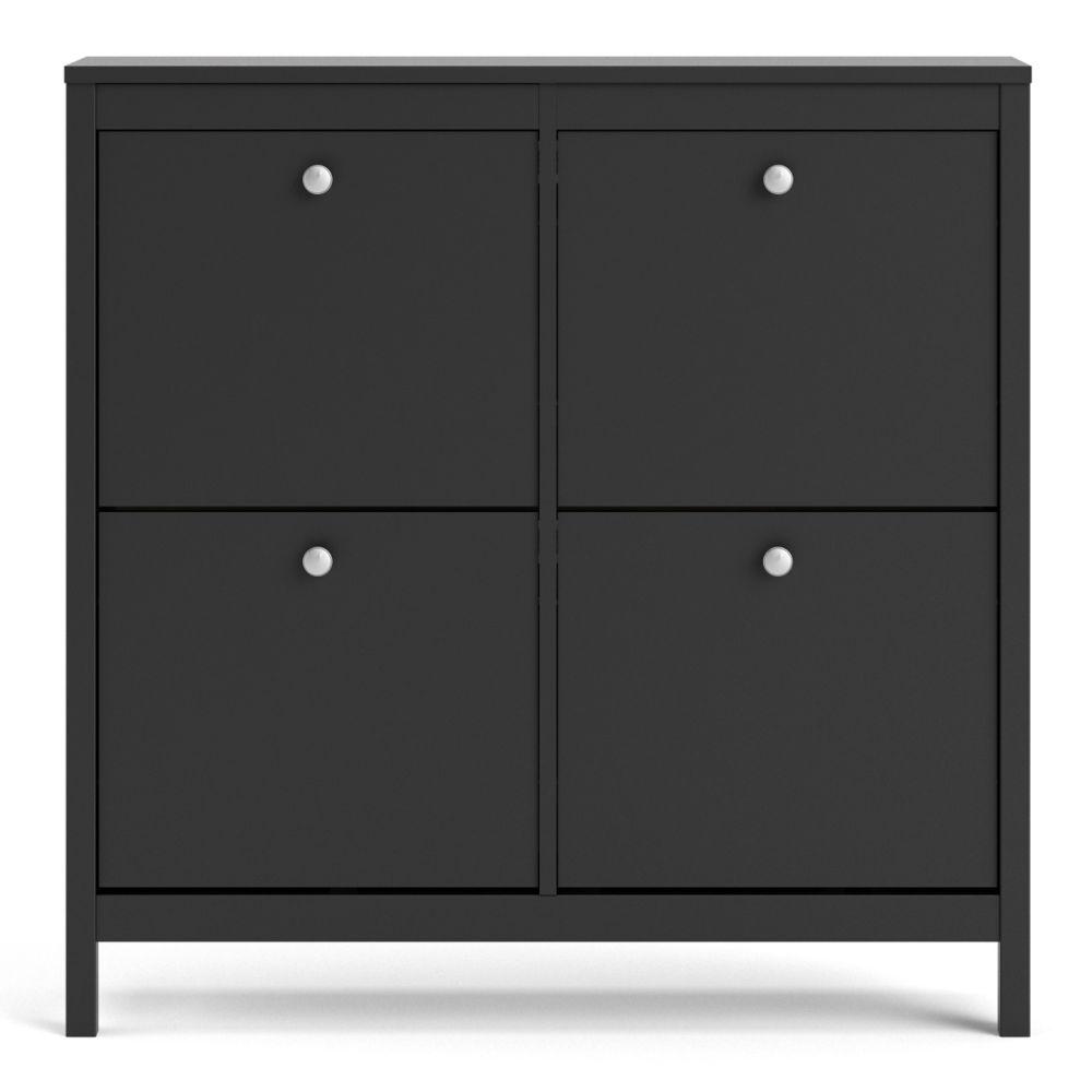 FTG Shoe Cabinet Madrid Shoe Cabinet 4 Compartments In Matt Black Bed Kings