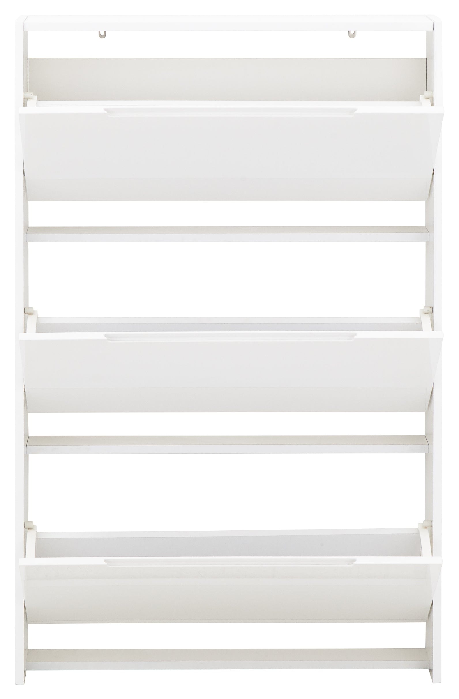 GFW Shoe Cabinet Narrow High Gloss 3 Tier Shoe Cabinet White Bed Kings