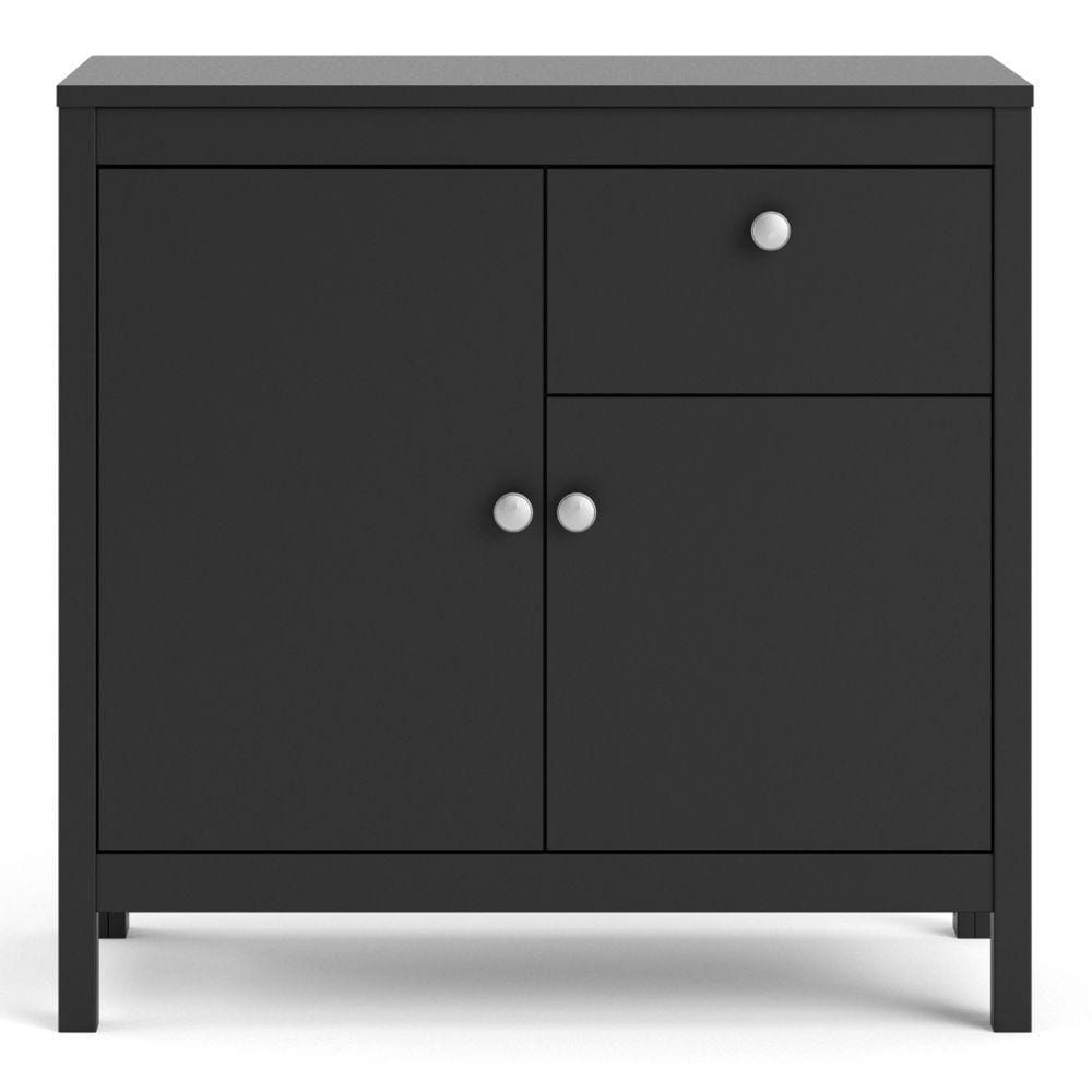 FTG Sideboard Madrid Sideboard 2 Doors + 1 Drawer In Matt Black Bed Kings